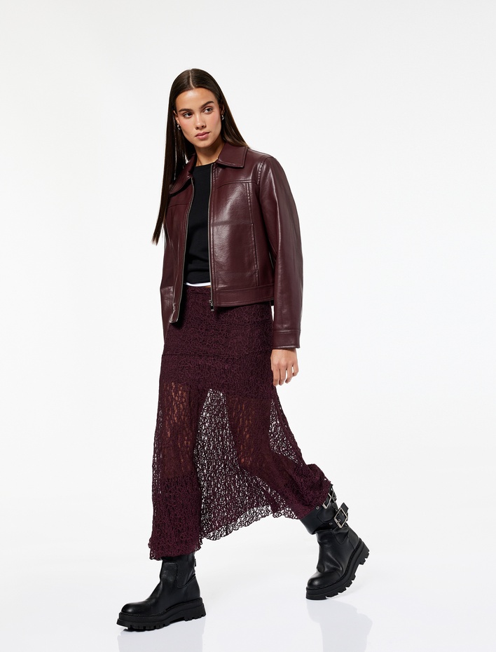  Asimetrik Kesim Yüksek Bel Midi Dantel Etek