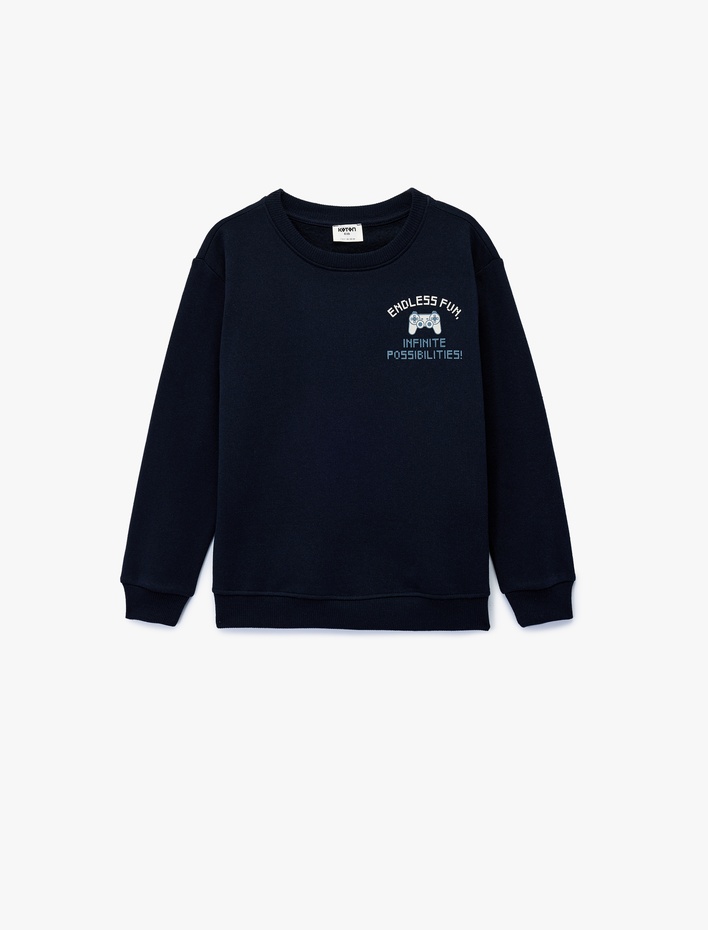 Erkek Çocuk Bisiklet Yaka Uzun Kollu Baskılı Sweatshirt