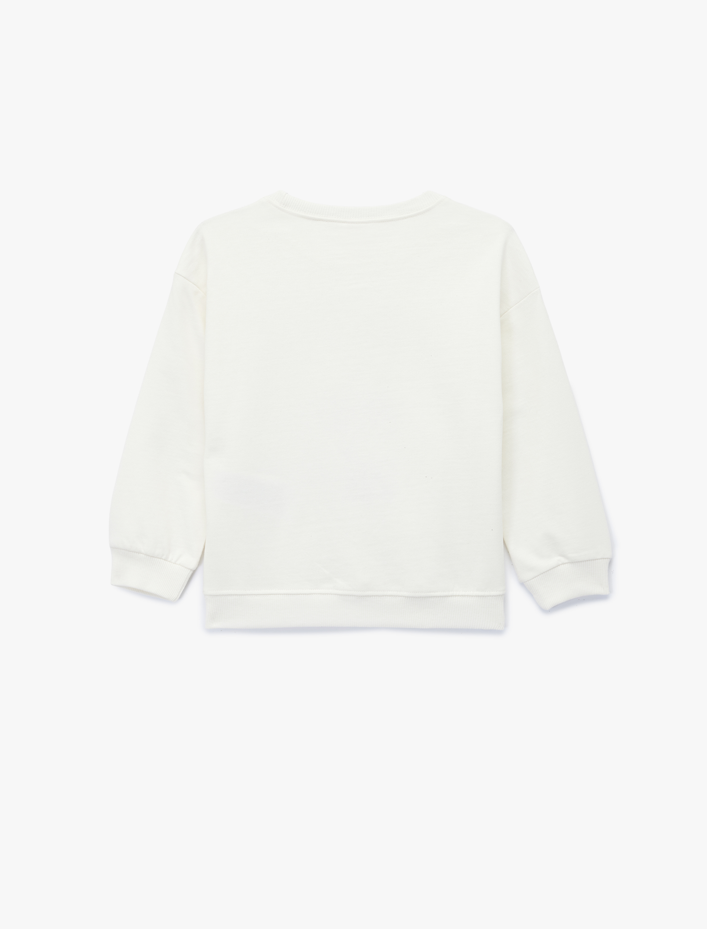  Kız Bebek Pamuklu Uzun Kollu Bisiklet Yaka Baskılı Şardonlu Sweatshirt
