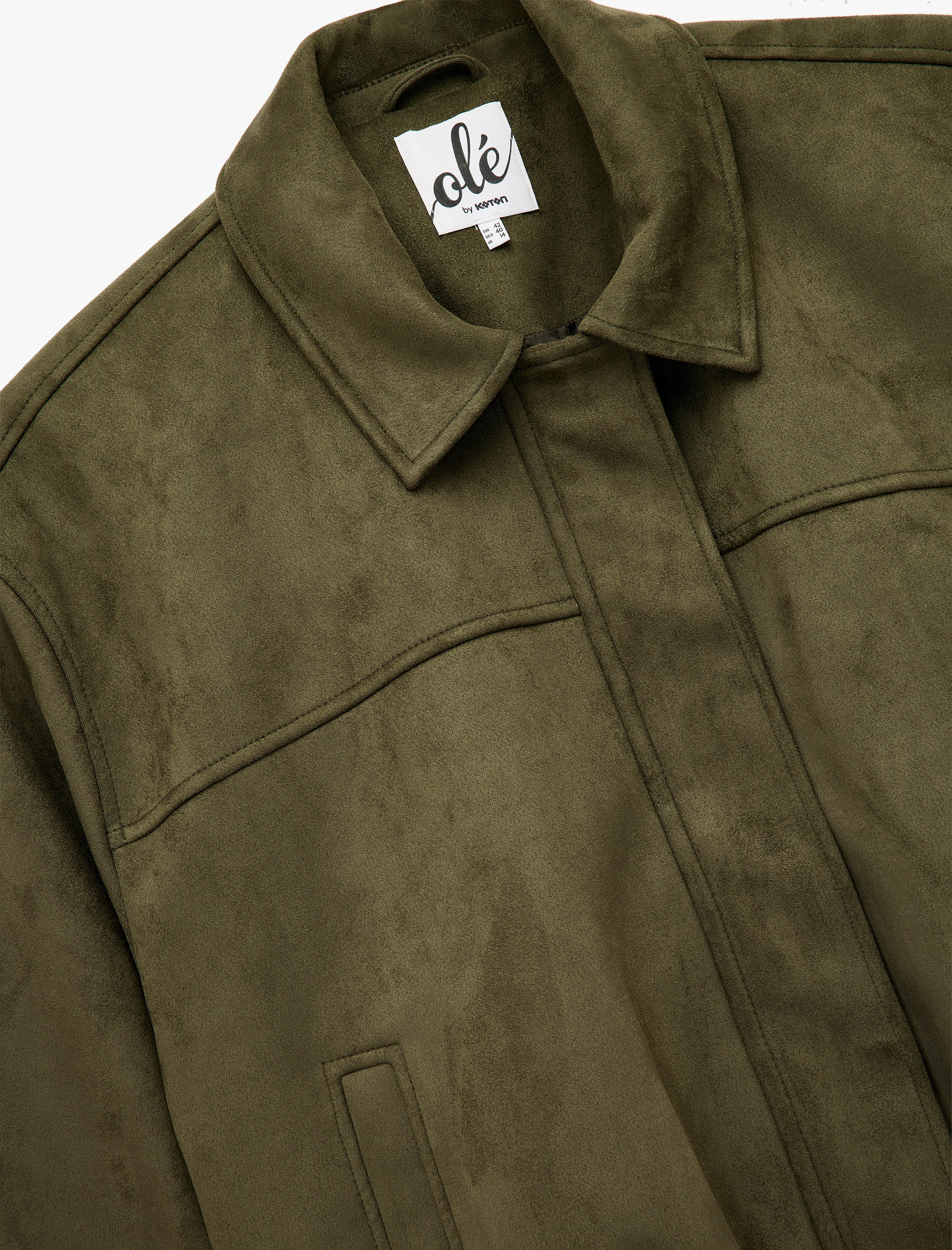   Çıtçıt Düğme Detaylı Fermuarlı Cepli Süet Görünümlü Oversize Bomber Ceket