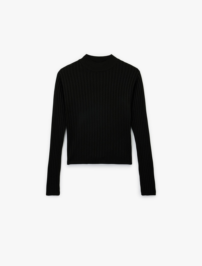  Uzun Kollu Dik Yaka Triko Kazak