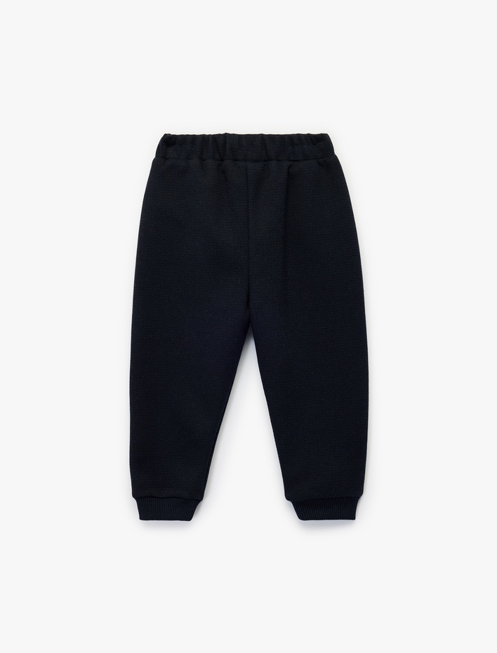 Erkek Bebek Düğme Detaylı Cepli Beli Lastikli Basic Pantolon Görünümlü Eşofman Altı