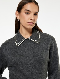 İnci Detaylı Bebe Yaka Uzun Kollu Triko Kazak