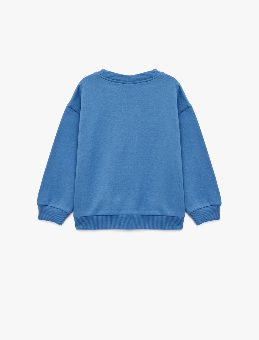  Erkek Bebek Baskılı Uzun Kollu Bisiklet Yaka Pamuklu Sweatshirt