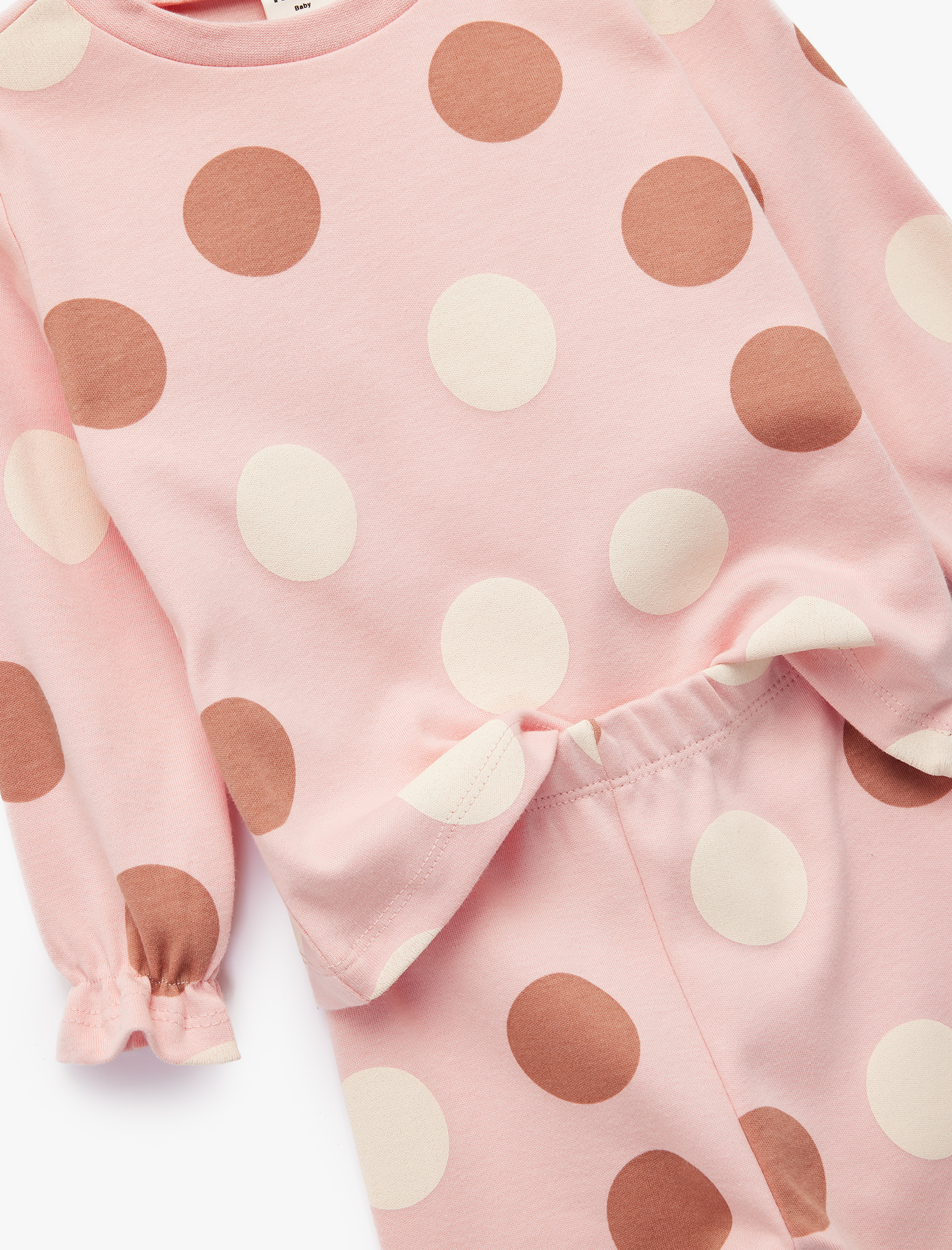  Kız Bebek Pamuklu Puantiyeli 2'li Tayt ve Tişört Seti