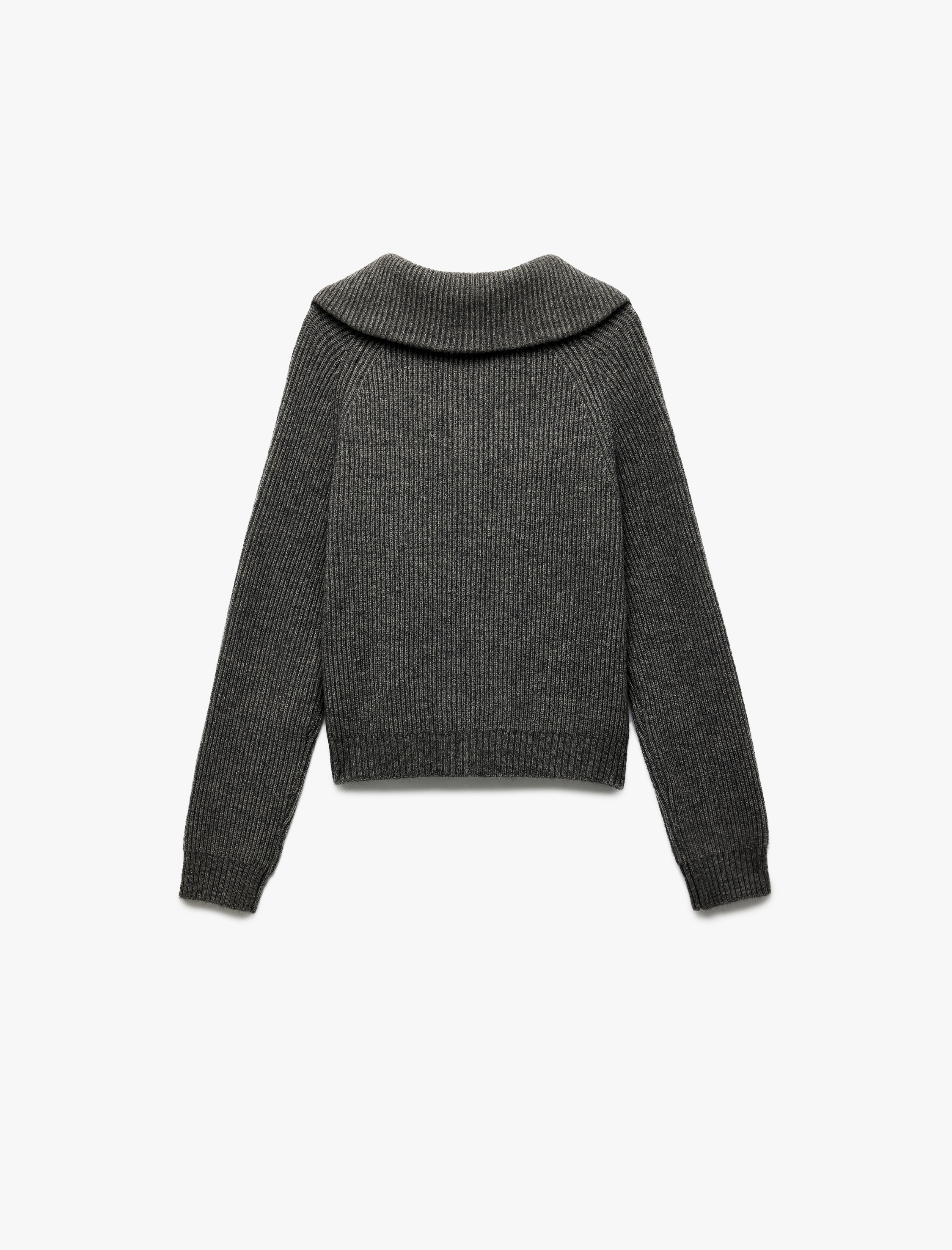   Regular Fit Dik Yaka Fermuarlı Uzun Kollu Triko Hırka