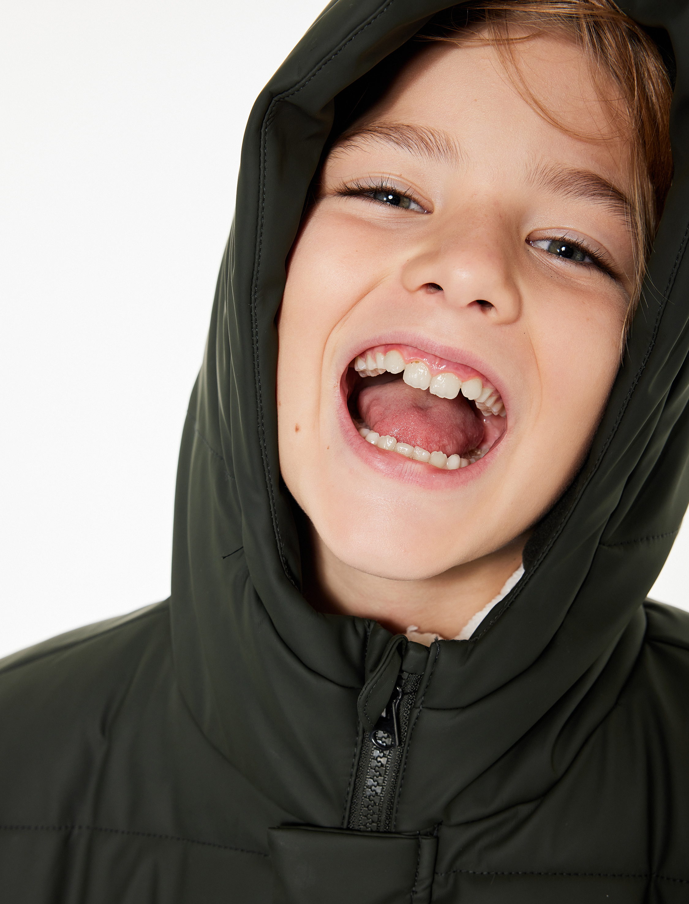  Erkek Çocuk Uzun Kollu Fermuarlı Kapşonlu Mont