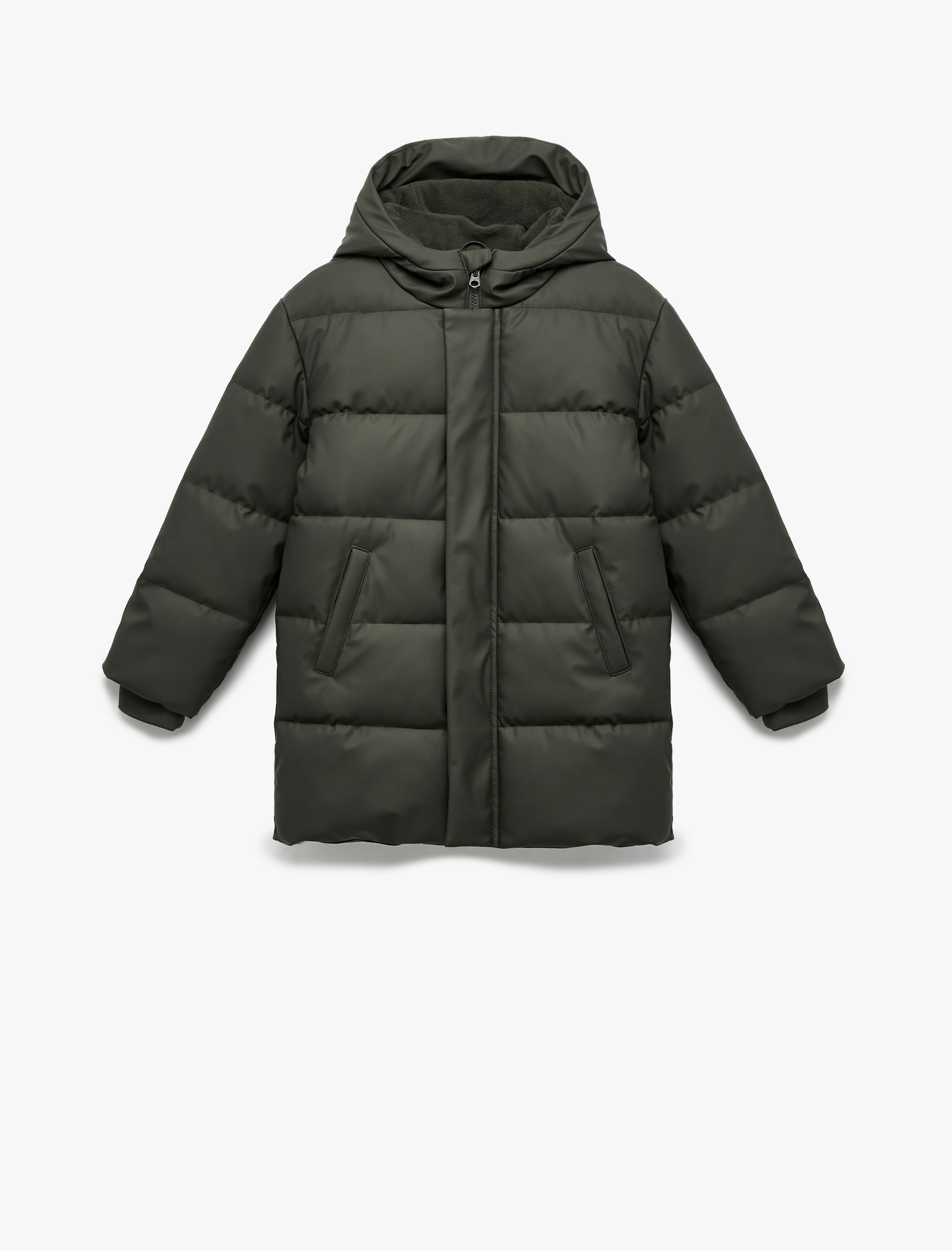  Erkek Çocuk Uzun Kollu Fermuarlı Kapşonlu Mont