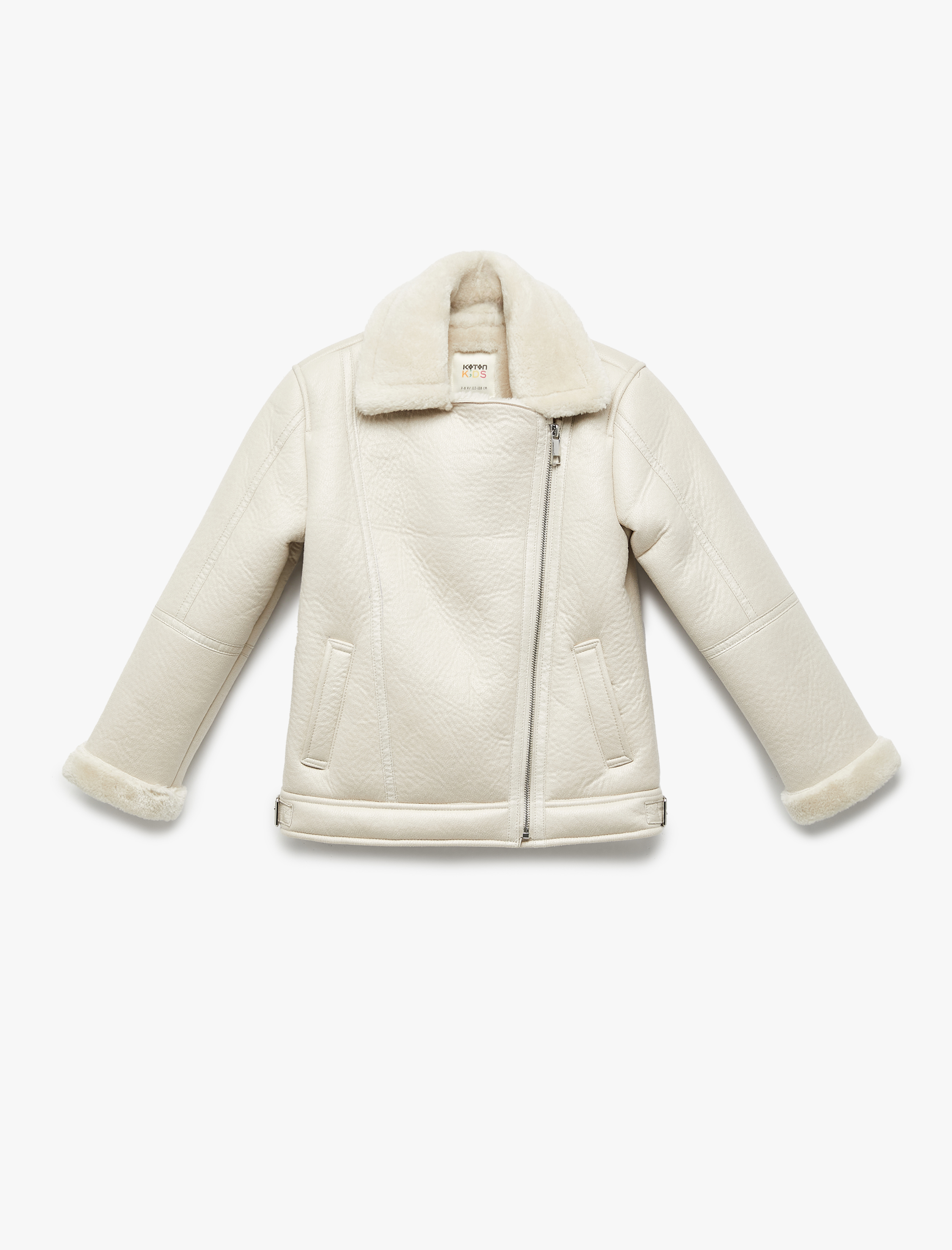  Kız Çocuk Kruvaze Yaka Uzun Kollu Suni Deri Ceket