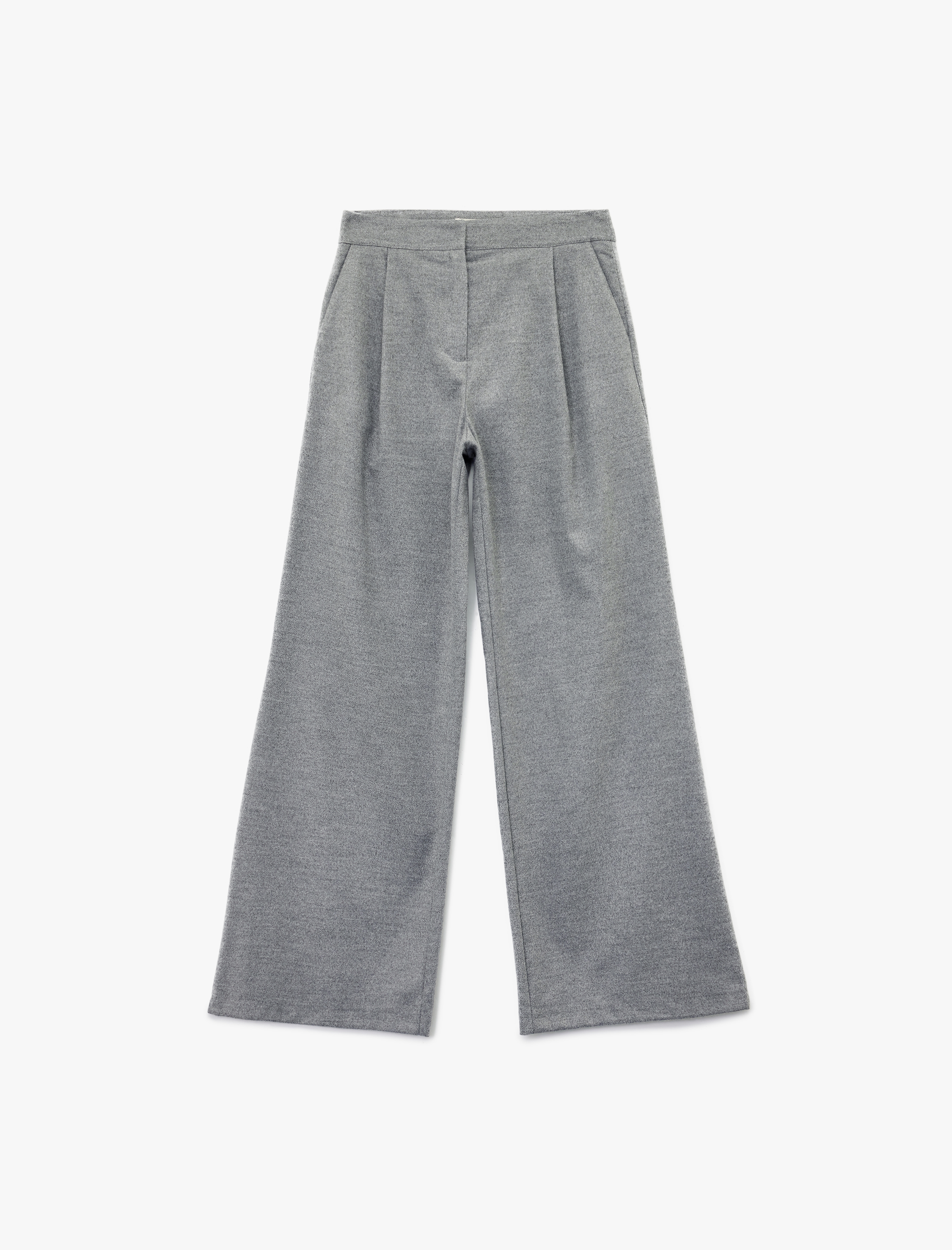 Cepli Piliseli Geniş Paça Kumaş Pantolon