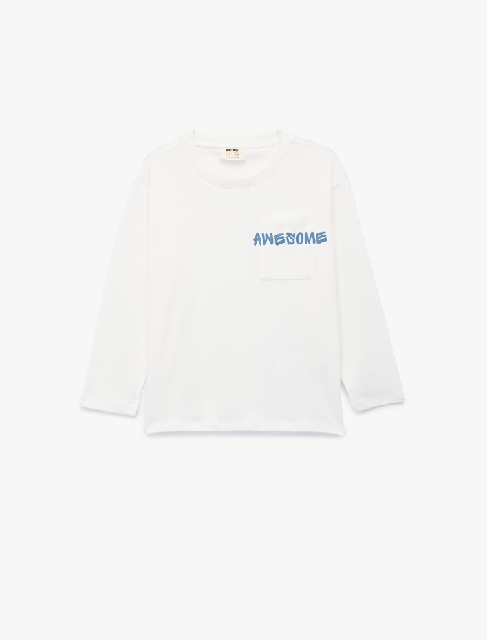 Erkek Çocuk Pamuklu Uzun Kollu Tek Cepli Baskılı Tişört