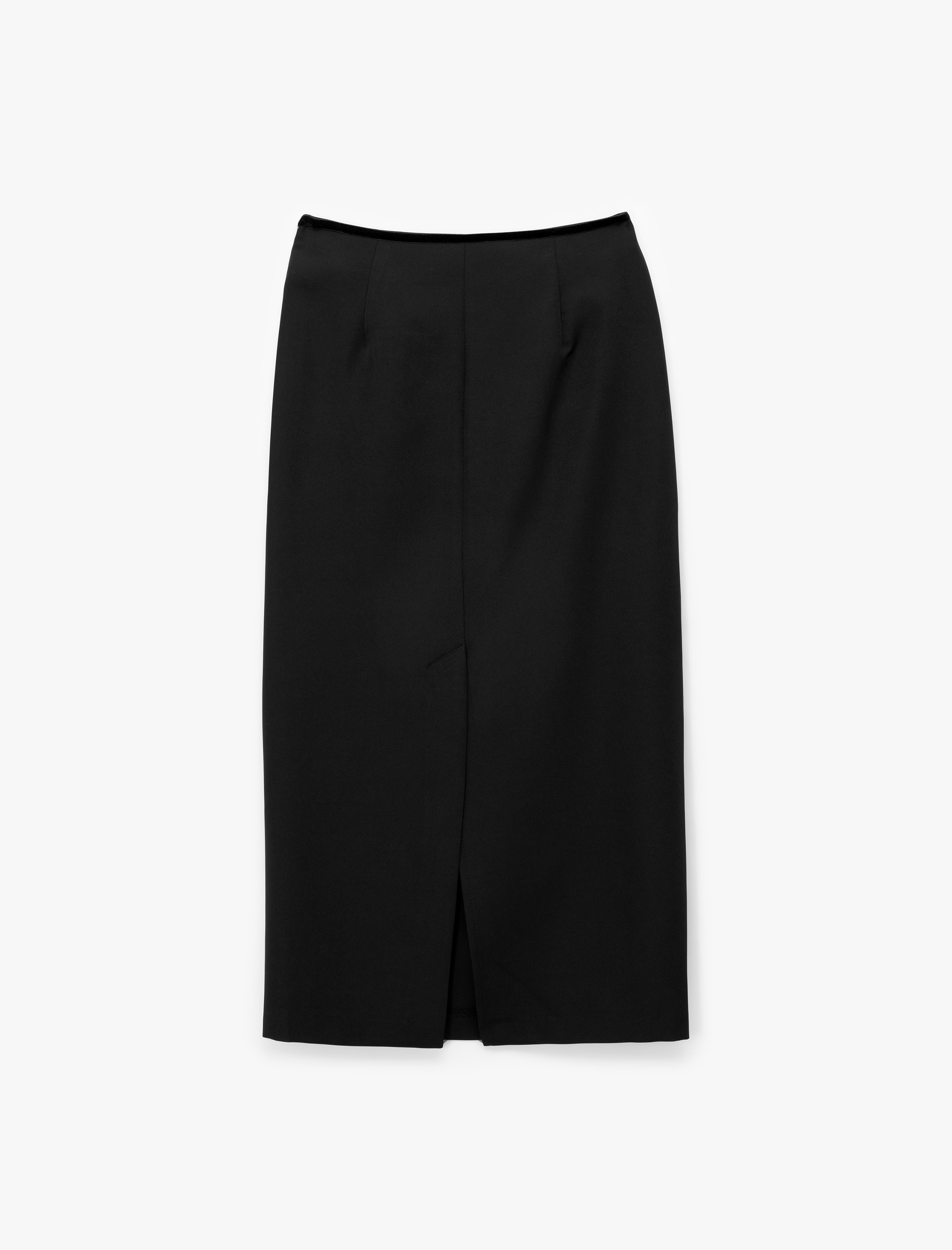   Slim Fit Yırtmaçlı Fiyonk Detaylı Midi Kalem Etek