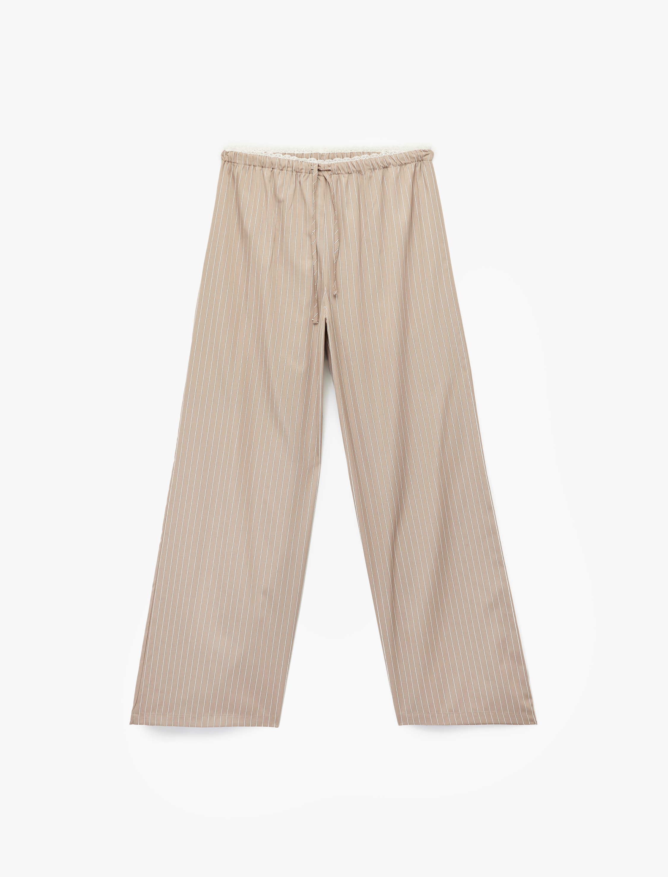   Rahat Kalıp Beli Dantelli Beli Bağcıklı Pijama Altı