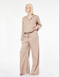 Rahat Kalıp Beli Dantelli Beli Bağcıklı Pijama Altı