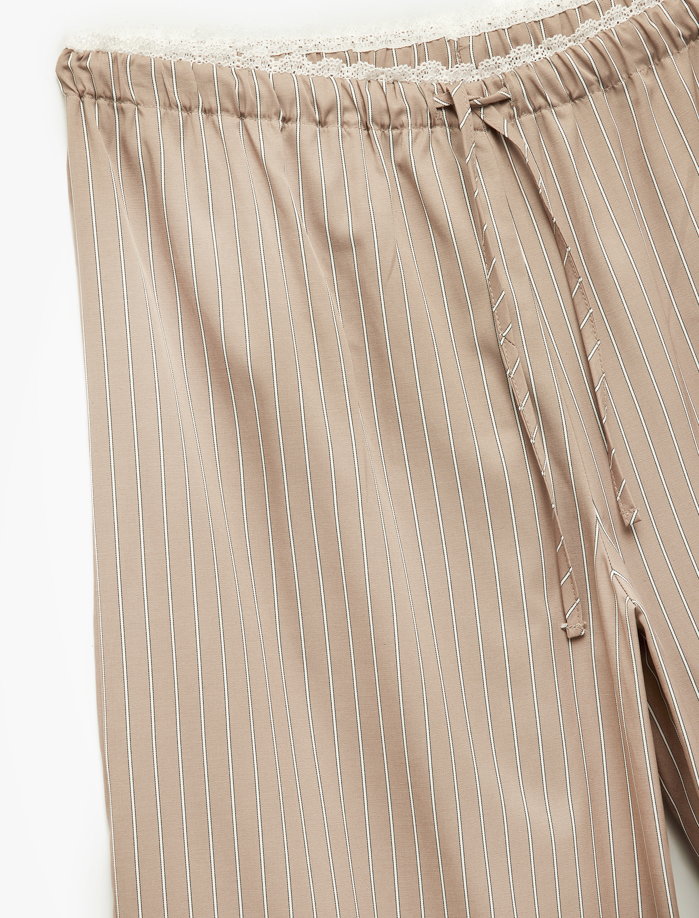   Rahat Kalıp Beli Dantelli Beli Bağcıklı Pijama Altı