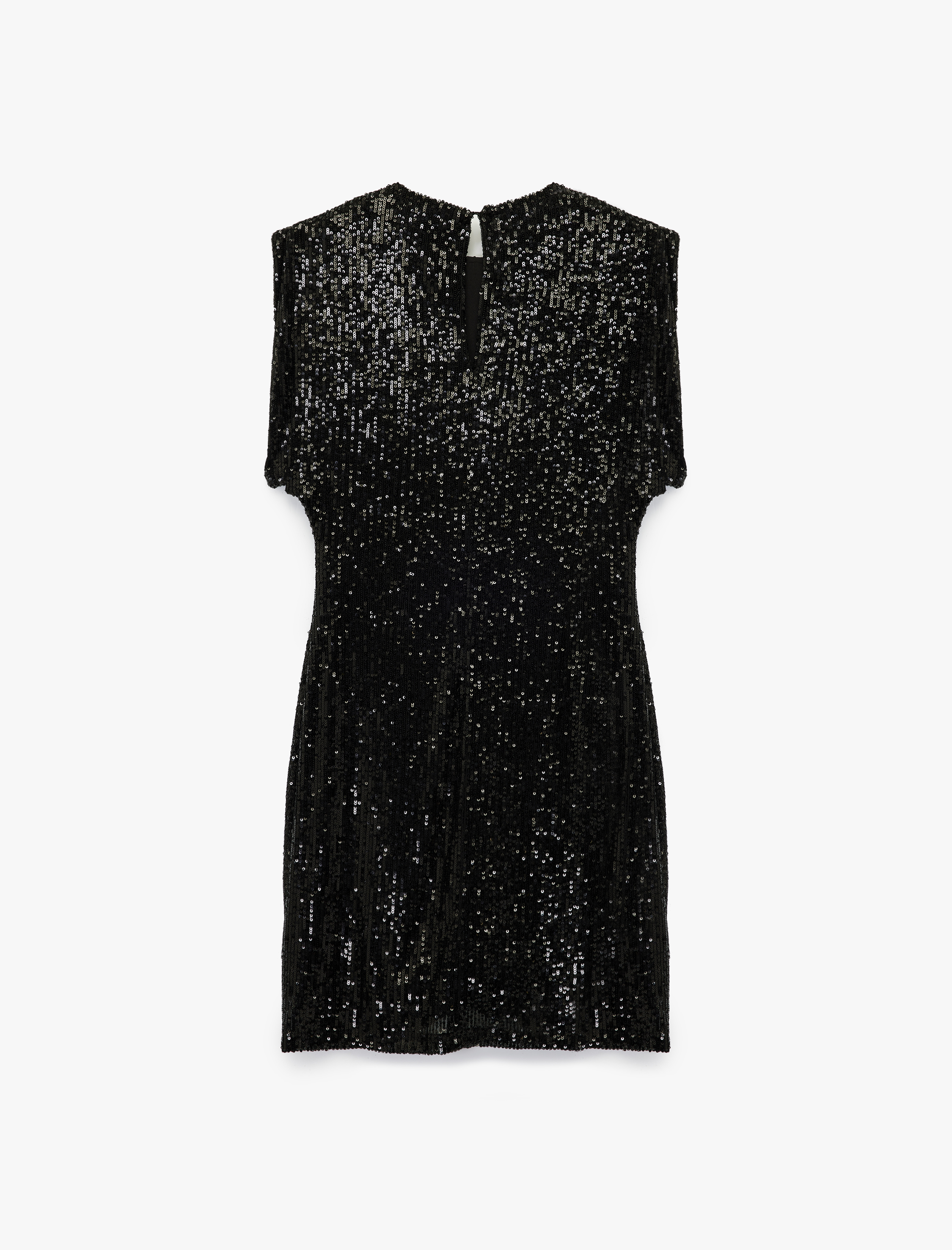   Slim Fit Kısa Yarasa Kollu Bisiklet Yaka Payetli Mini Elbise