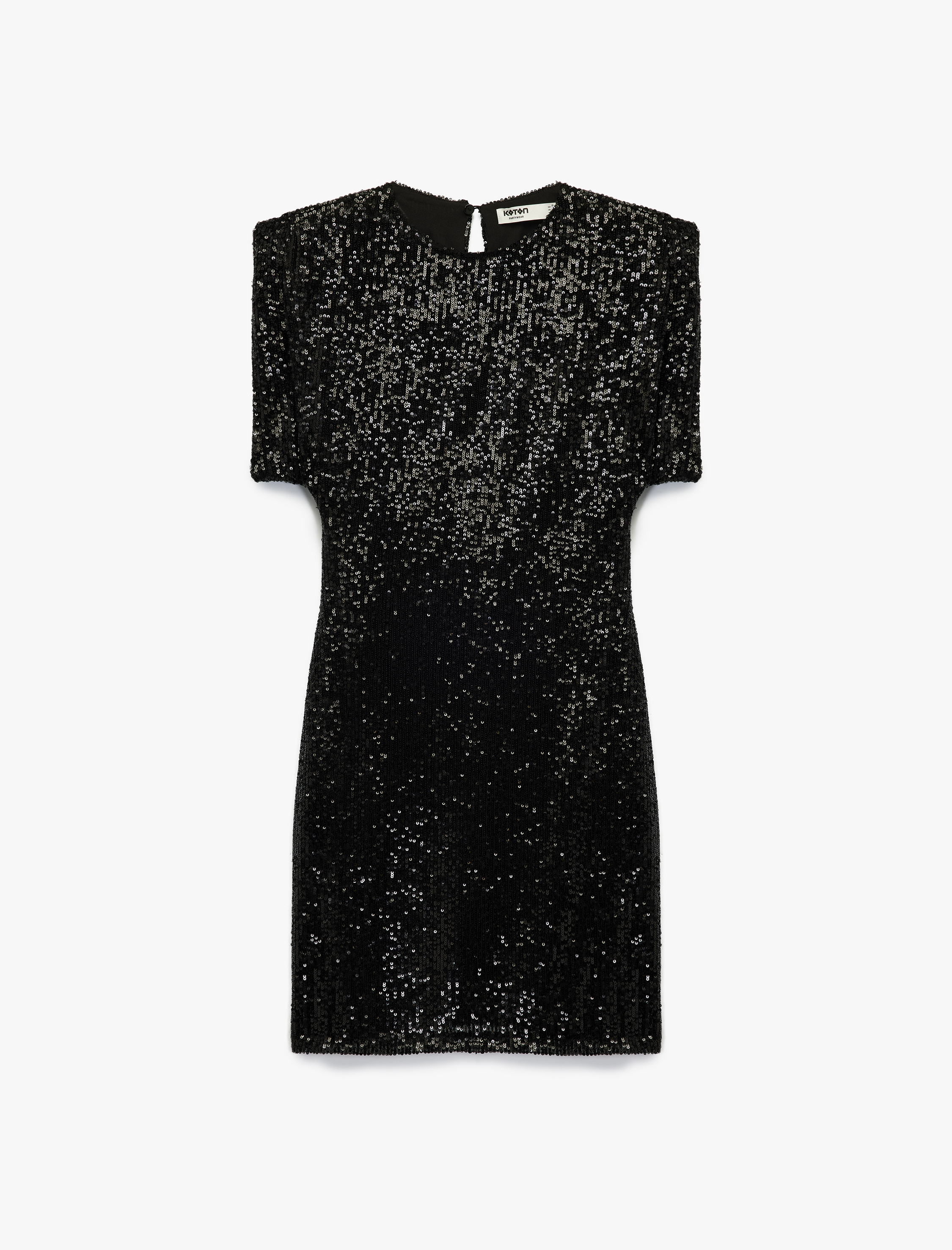   Slim Fit Kısa Yarasa Kollu Bisiklet Yaka Payetli Mini Elbise