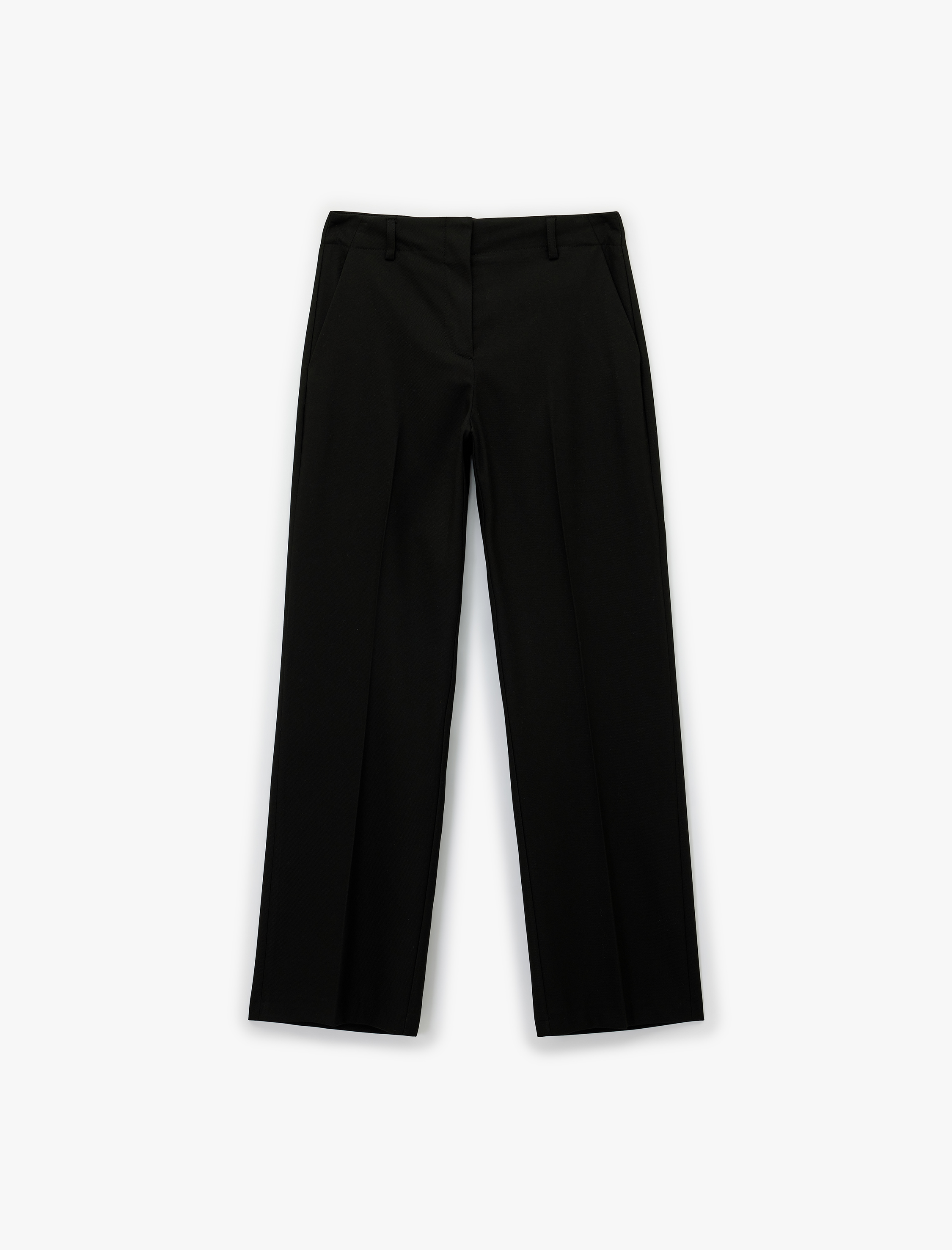   Yüksek Bel Geniş Paça Basic Kumaş Pantolon