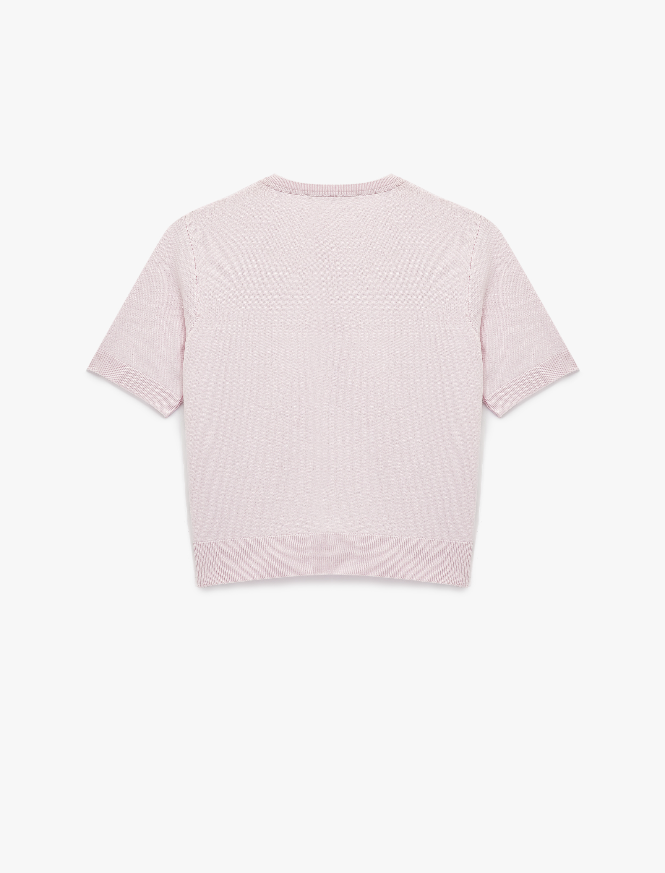   İnci Detaylı Çiçekli Kısa Kollu Bisiklet Yaka Triko Kazak