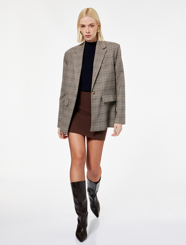  Yüksek Bel A Kesim Mini Etek