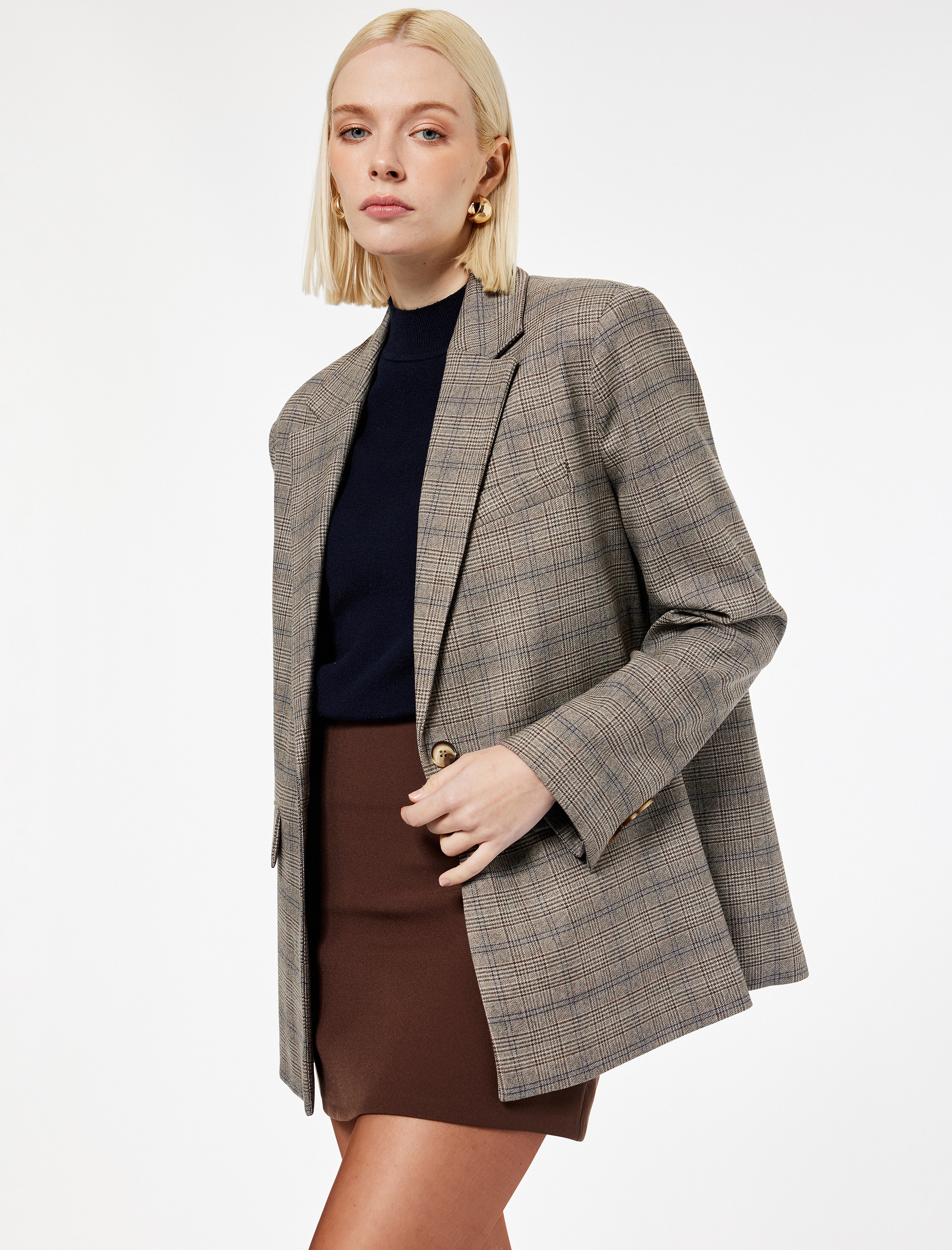   Yüksek Bel A Kesim Mini Etek