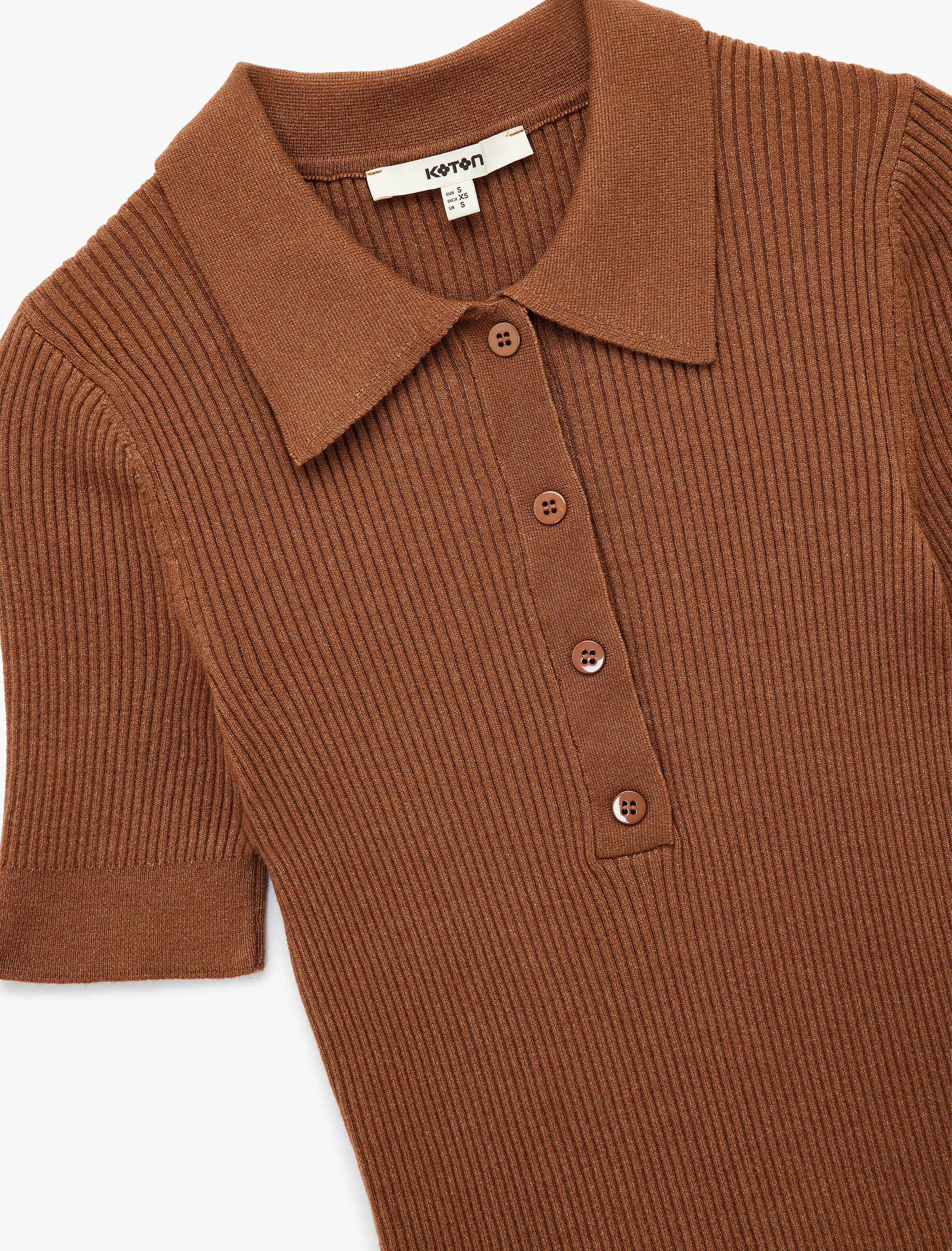   Yarım Düğmeli Kısa Kollu Polo Yaka Triko Kazak