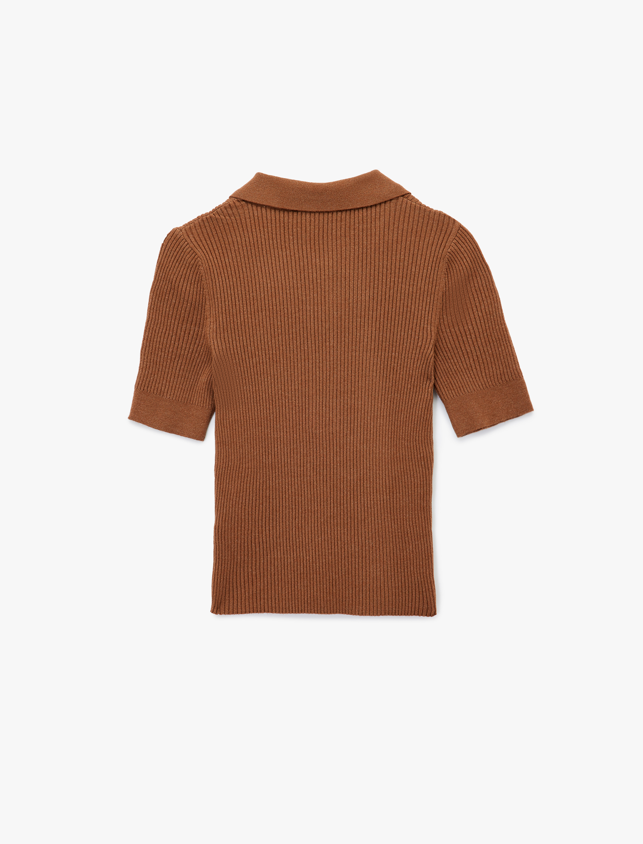   Yarım Düğmeli Kısa Kollu Polo Yaka Triko Kazak