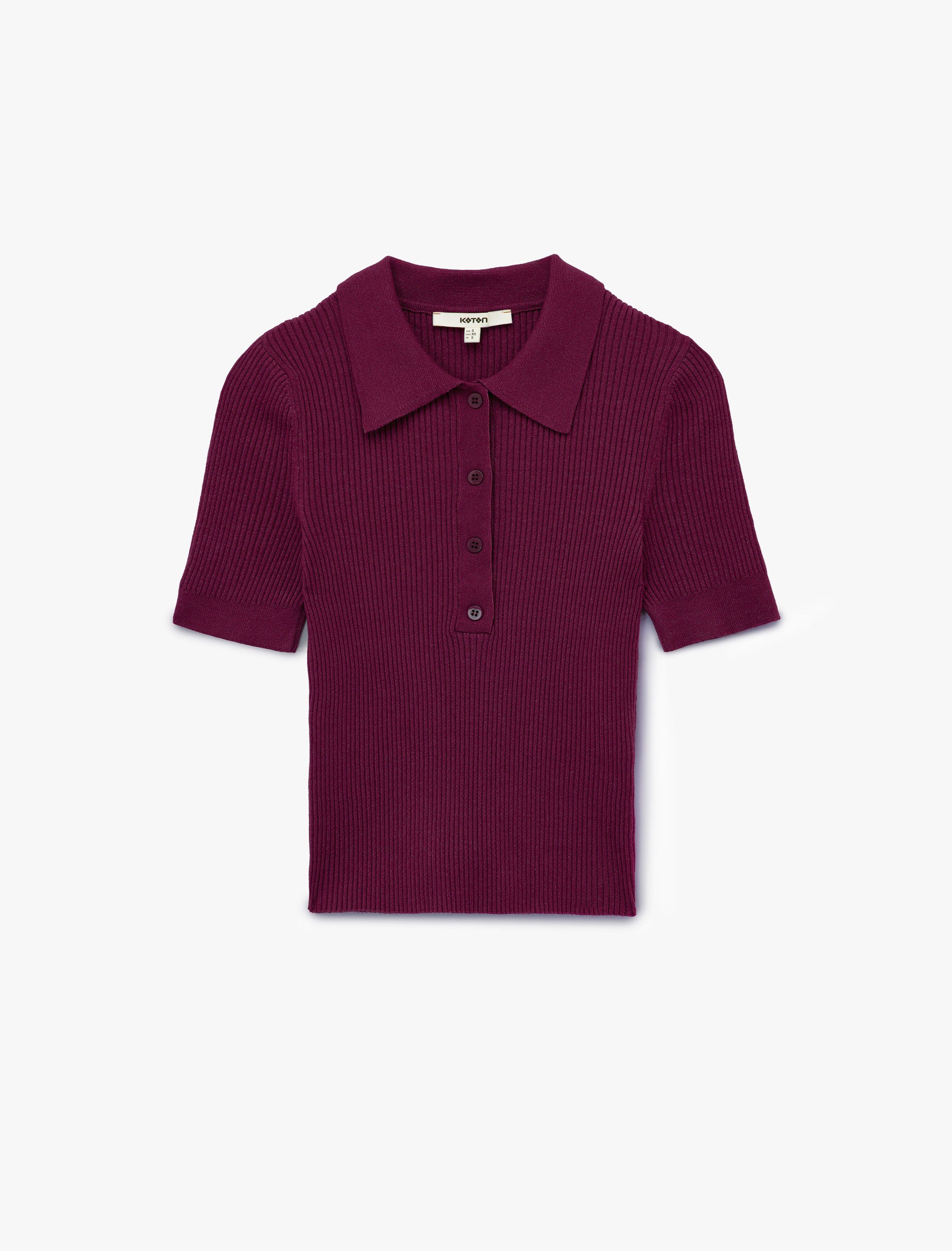   Yarım Düğmeli Kısa Kollu Polo Yaka Triko Kazak