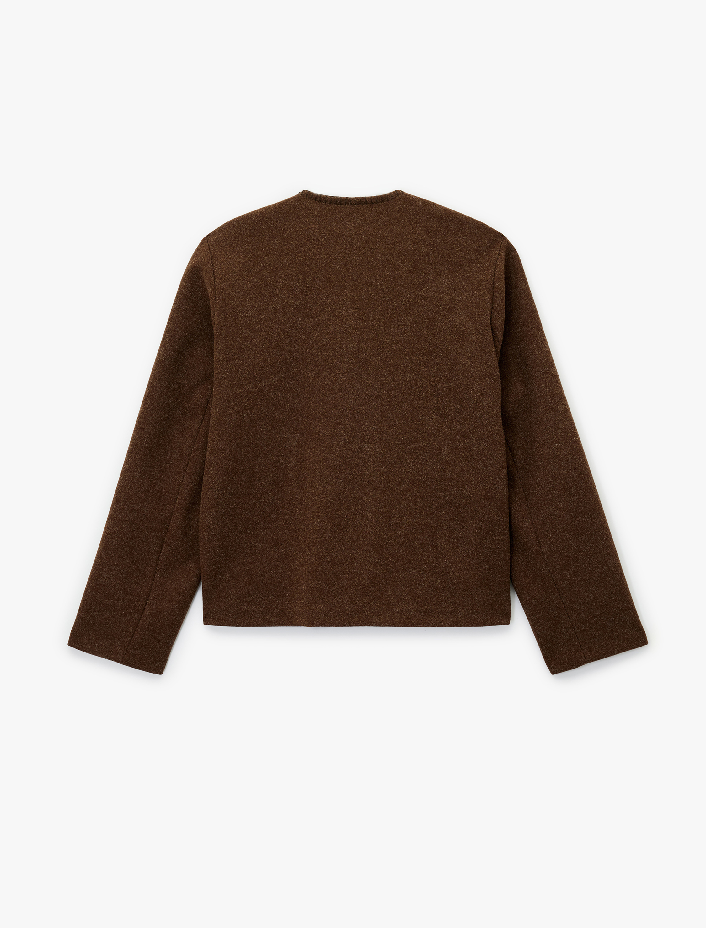   Çoban Dikişi Detaylı Düğmeli Uzun Kollu Cepli Kaşe Ceket