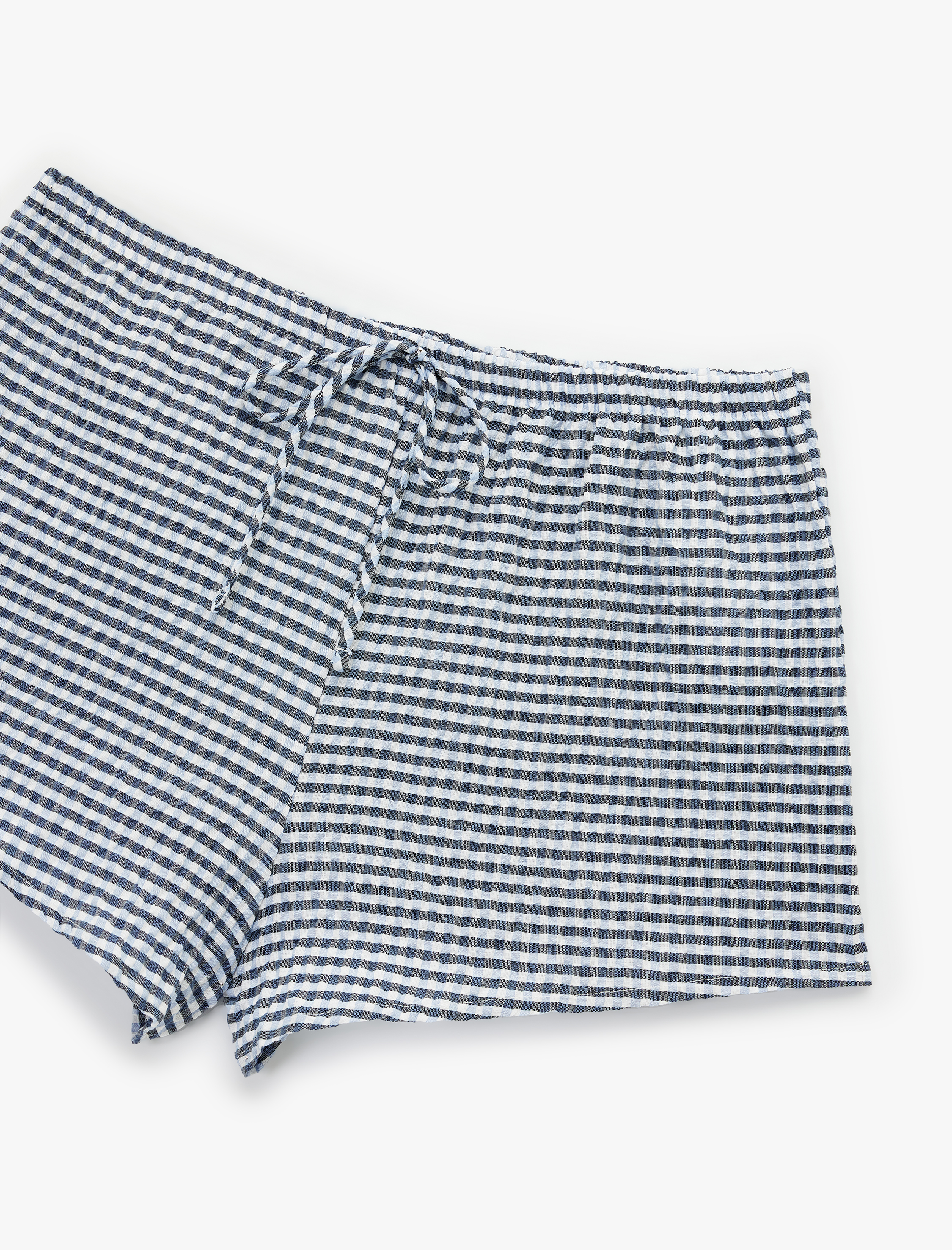 Bağlama Detaylı Rahat Kalıp Ekoseli Şort