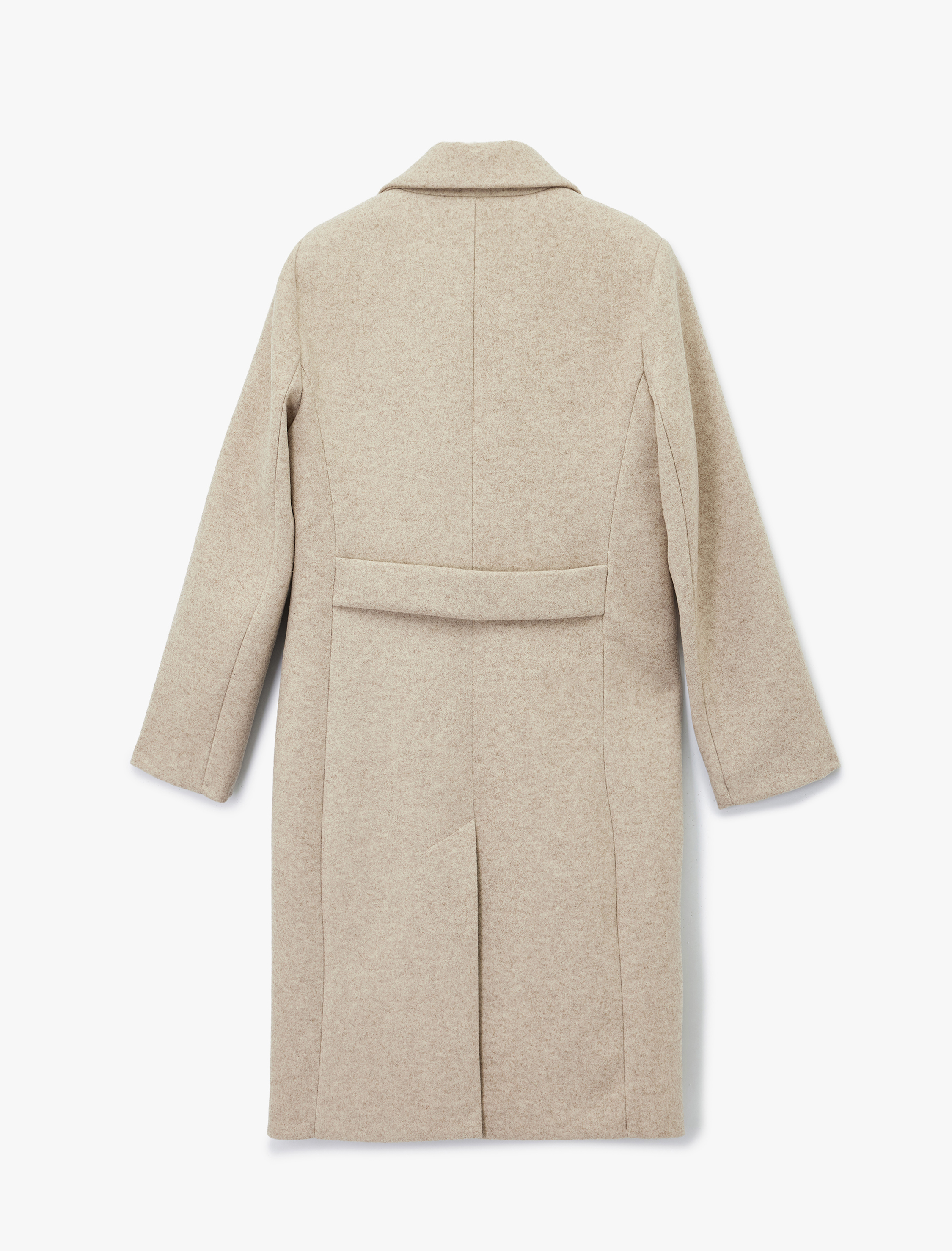   Cepli Uzun Kollu Kruvaze Düğmeli Kaşe Kaban