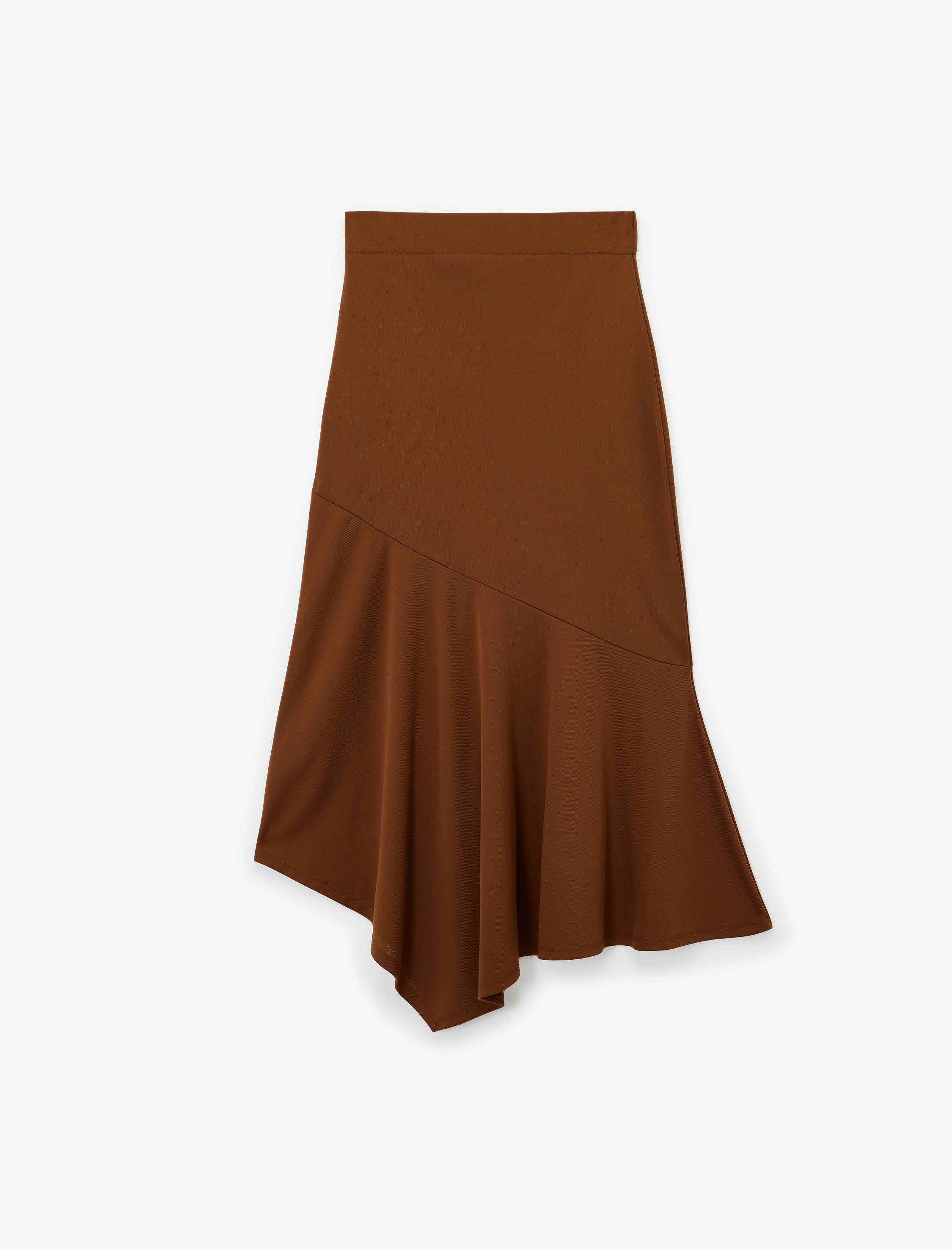   Standart Bel Slim Fit Asimetrik Kesim Midi Etek