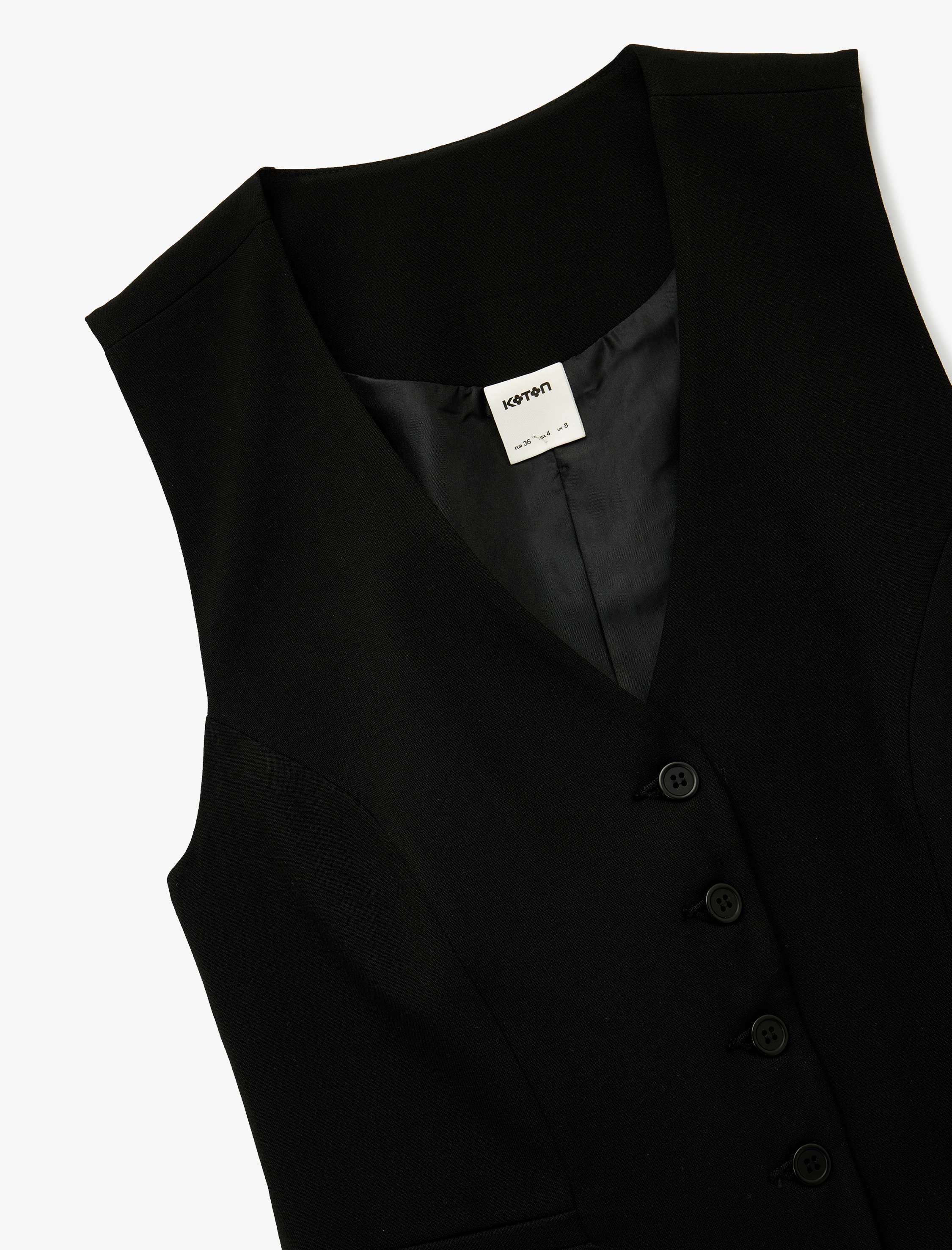 Slim Fit V Yaka Düğmeli Blazer Yelek