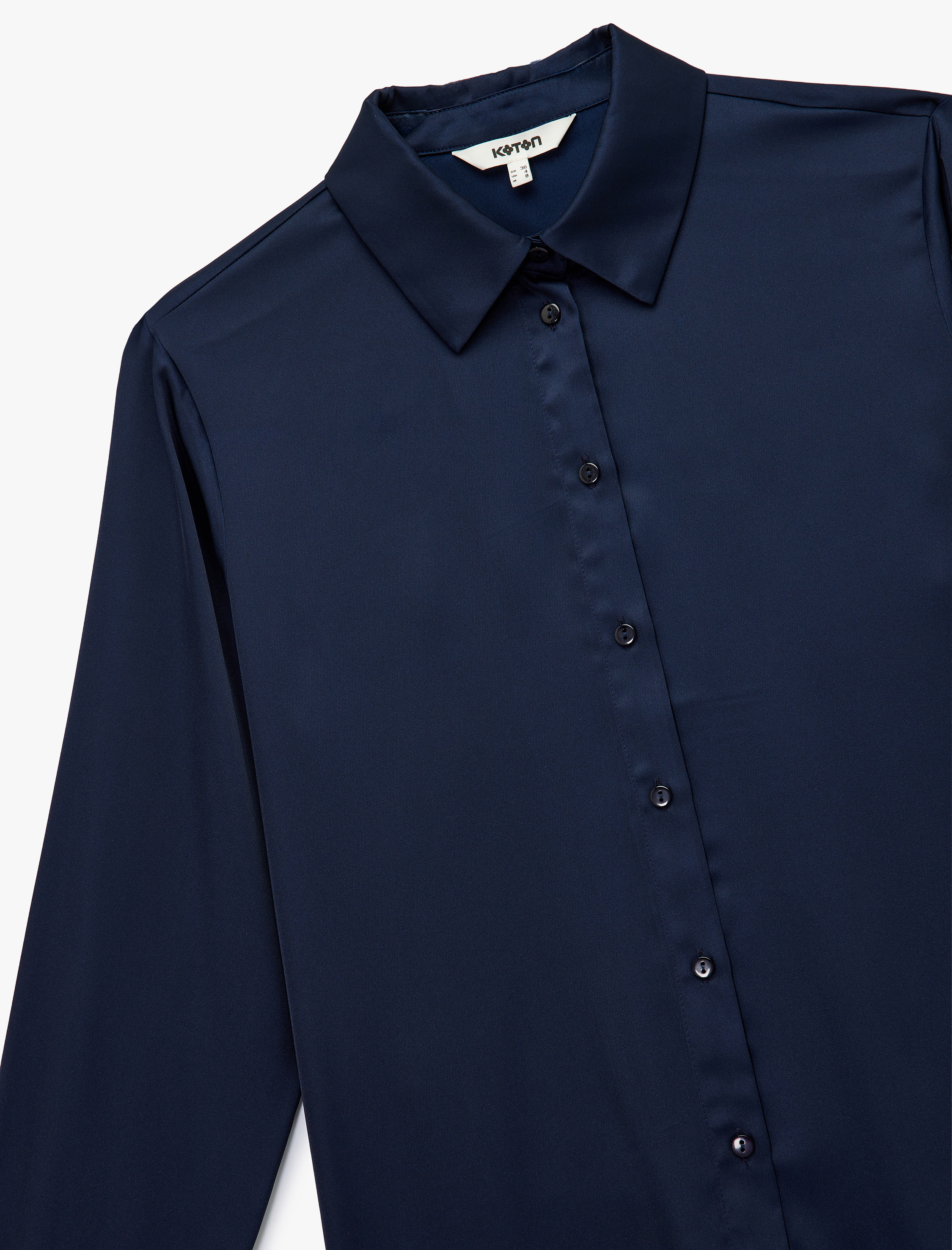   Regular Fit Düğmeli Uzun Kollu Saten Gömlek