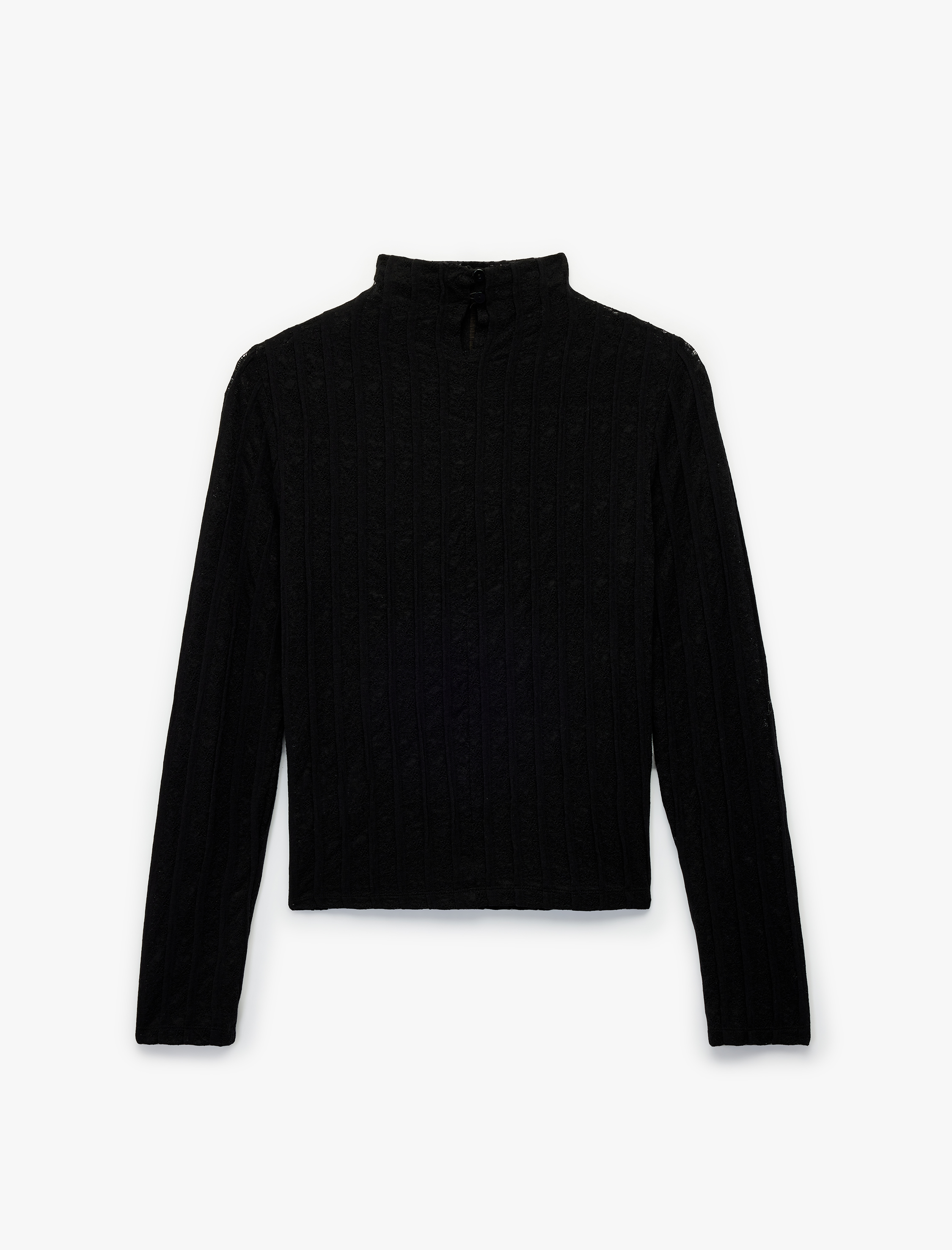   Koton X Sibil Çetinkaya - Slim Fit Uzun Kollu Yarı Transparan Dik Yaka Dantel Bluz