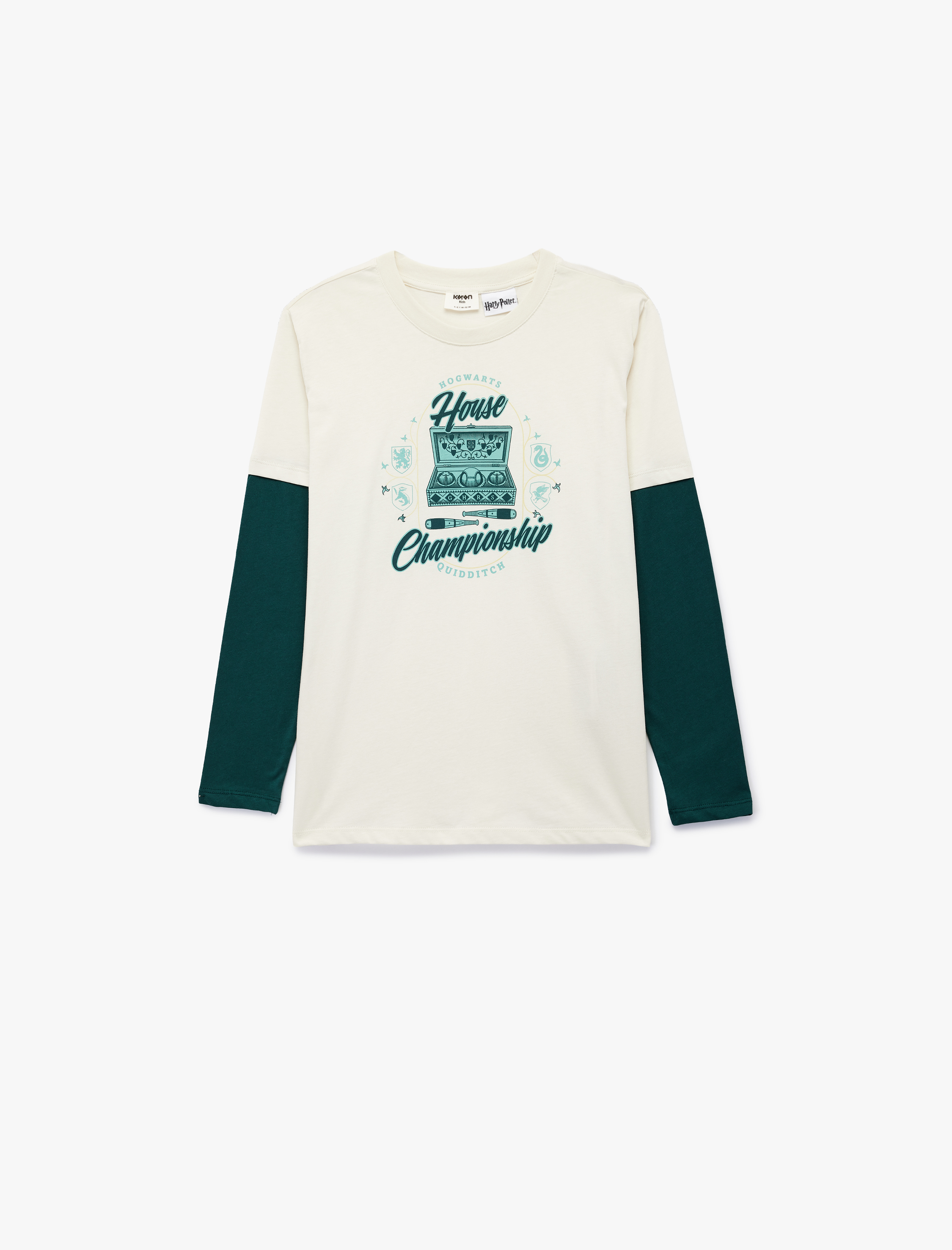  Erkek Çocuk Pamuklu Harry Potter Baskılı Uzun Kollu Bisiklet Yaka Lisanslı Tişört