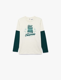 Pamuklu Harry Potter Baskılı Uzun Kollu Bisiklet Yaka Lisanslı Tişört