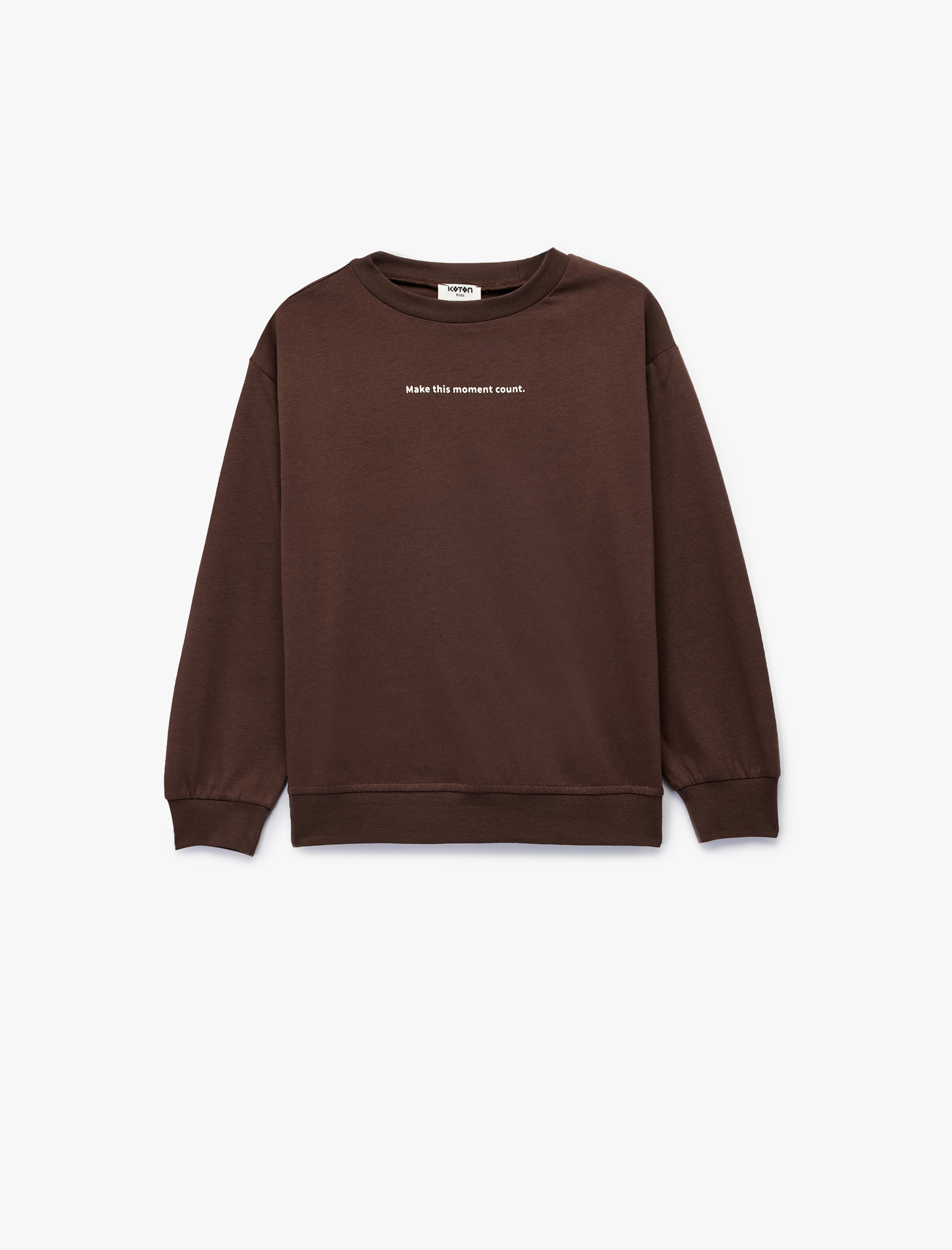  Erkek Çocuk Pamuklu Uzun Kollu Bisiklet Yaka Baskılı Sweatshirt