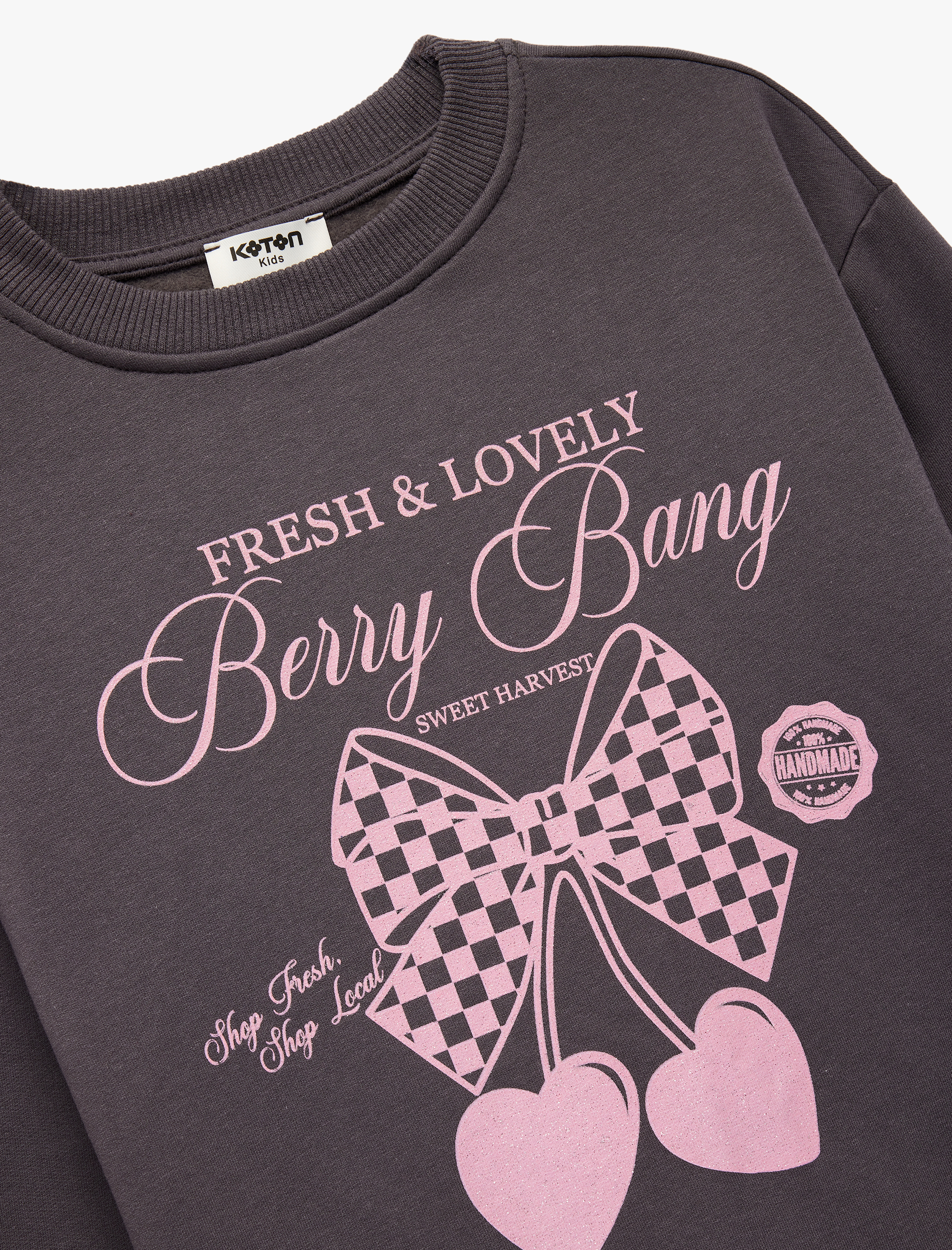  Kız Çocuk Uzun Kollu Bisiklet Yaka Baskılı Pamuklu Sweatshirt