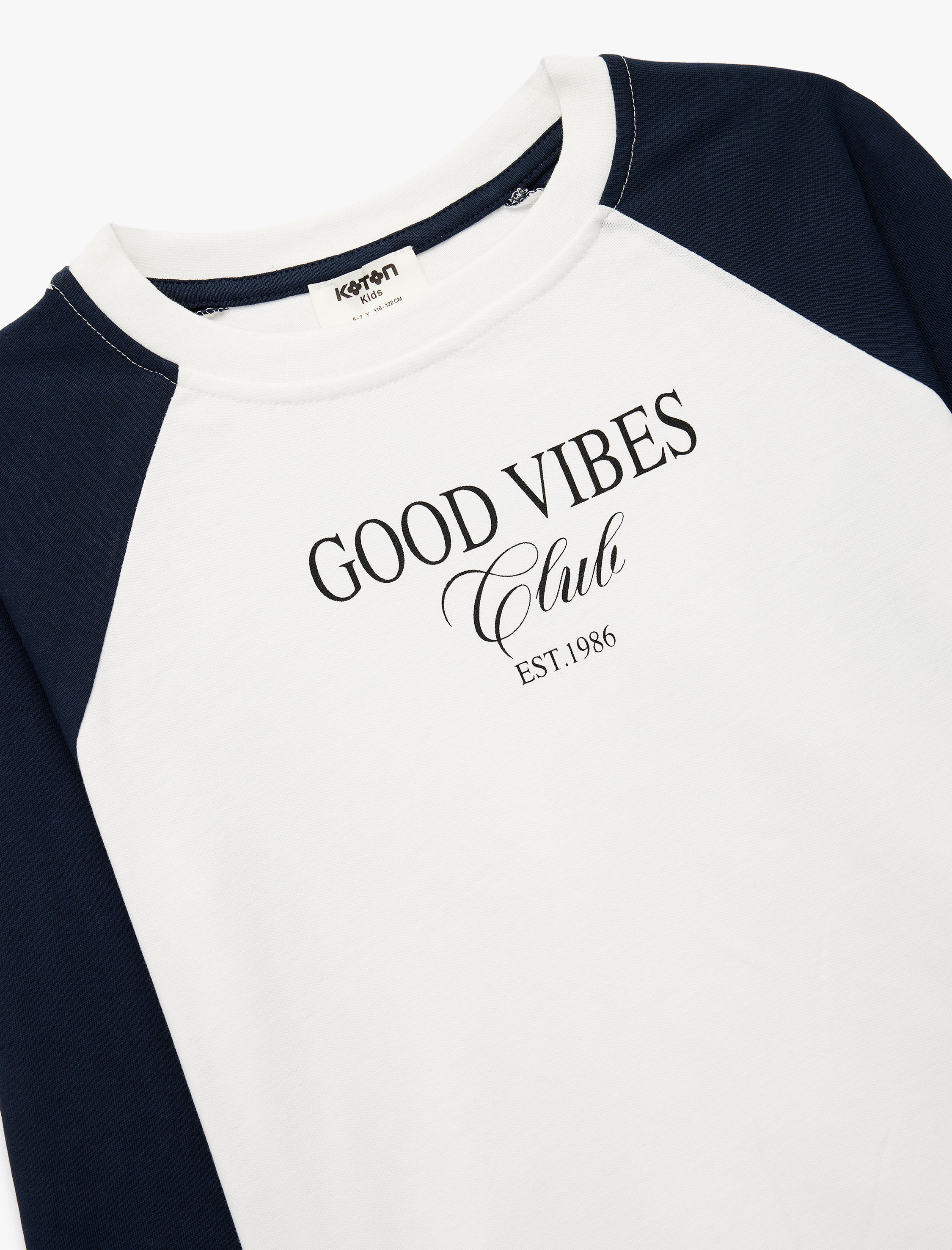  Kız Çocuk Pamuklu Bisiklet Yaka Baskılı Uzun Kollu Tişört