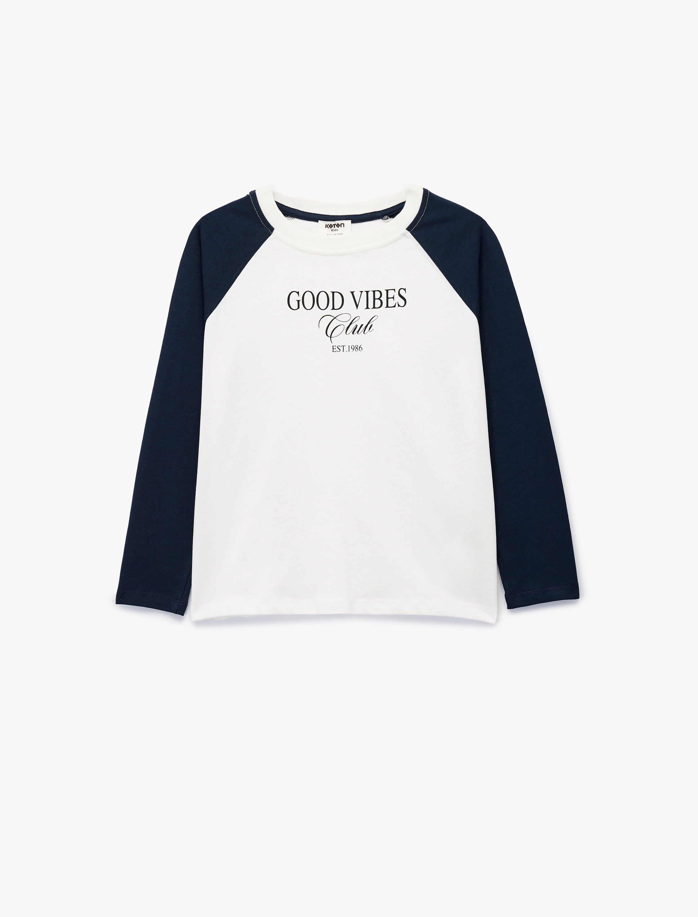  Kız Çocuk Pamuklu Bisiklet Yaka Baskılı Uzun Kollu Tişört