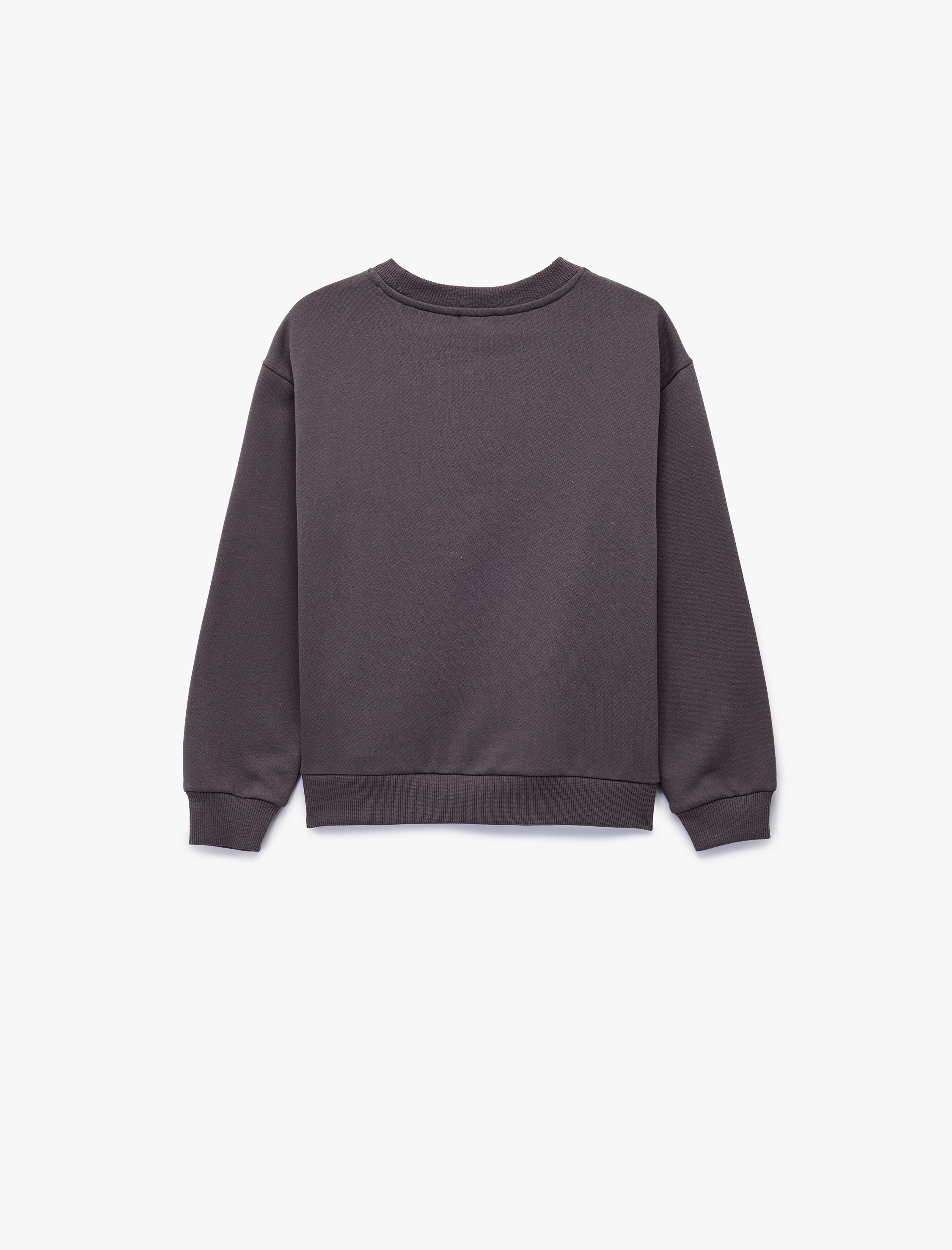  Kız Çocuk Uzun Kollu Bisiklet Yaka Baskılı Pamuklu Sweatshirt