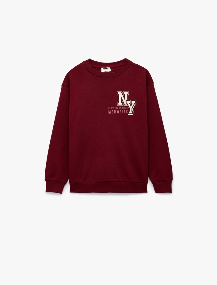 Erkek Çocuk Pamuklu Uzun Kollu Bisiklet Yaka Baskılı Sweatshirt