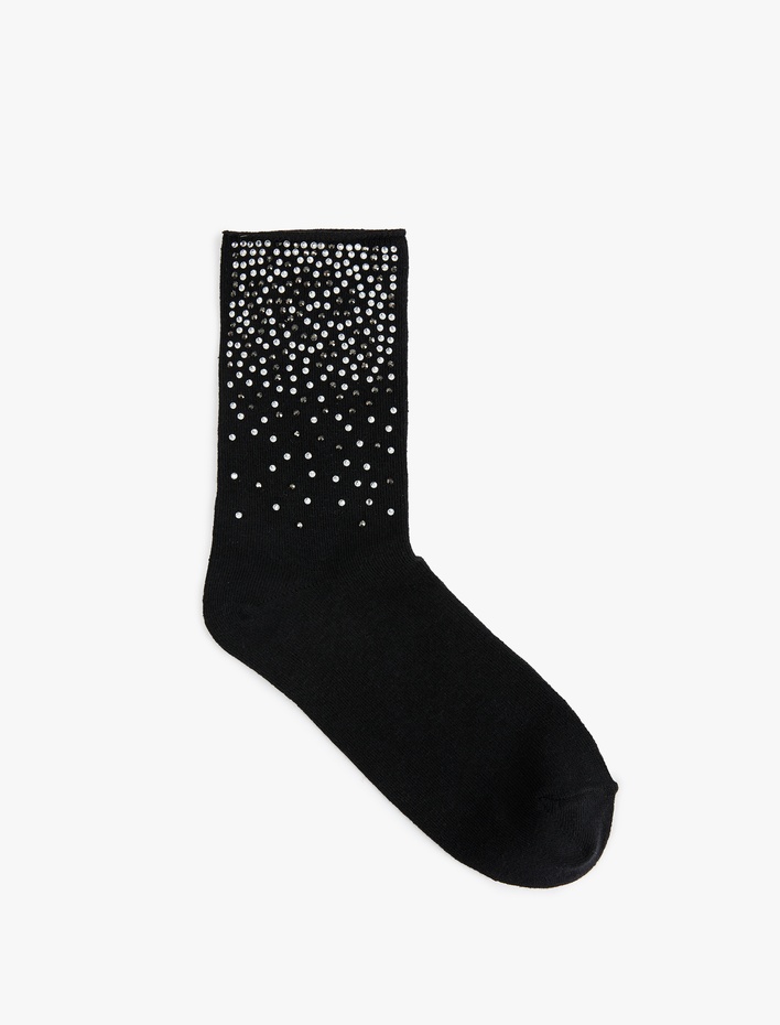 Kadın Pamuklu Taşlı Soket Çorap