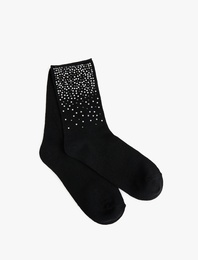 Pamuklu Taşlı Soket Çorap