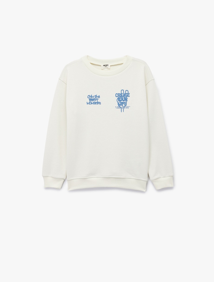 Erkek Çocuk Baskılı Uzun Kollu Bisiklet Yaka Oversize Sweatshirt