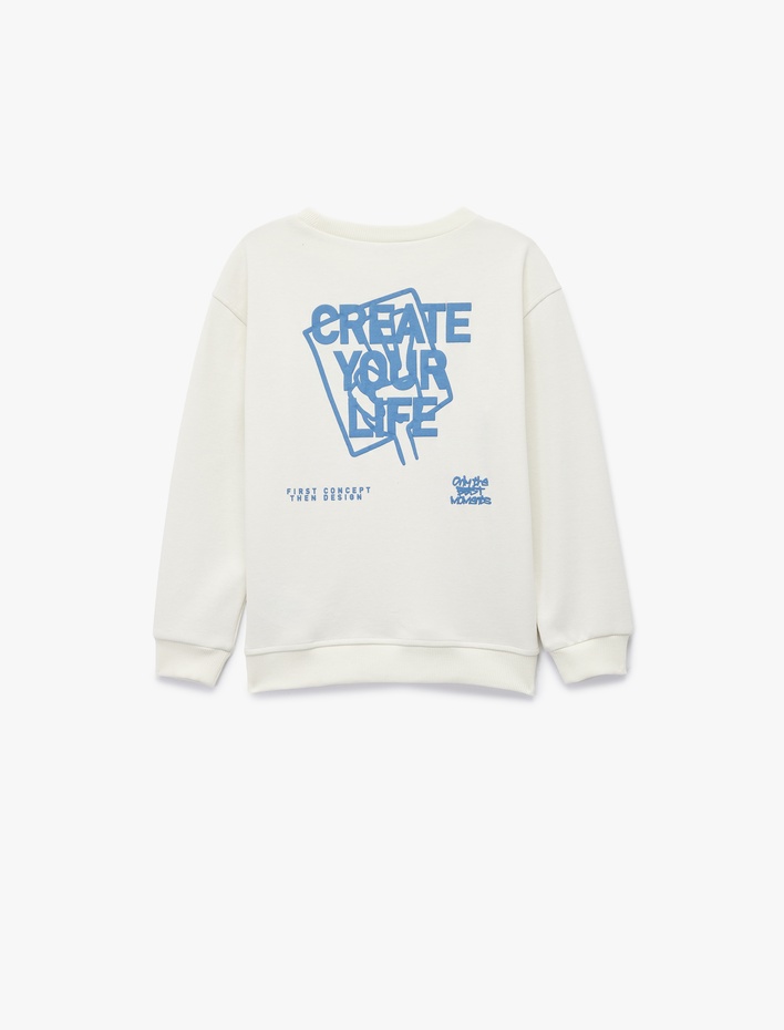 Erkek Çocuk Baskılı Uzun Kollu Bisiklet Yaka Oversize Sweatshirt
