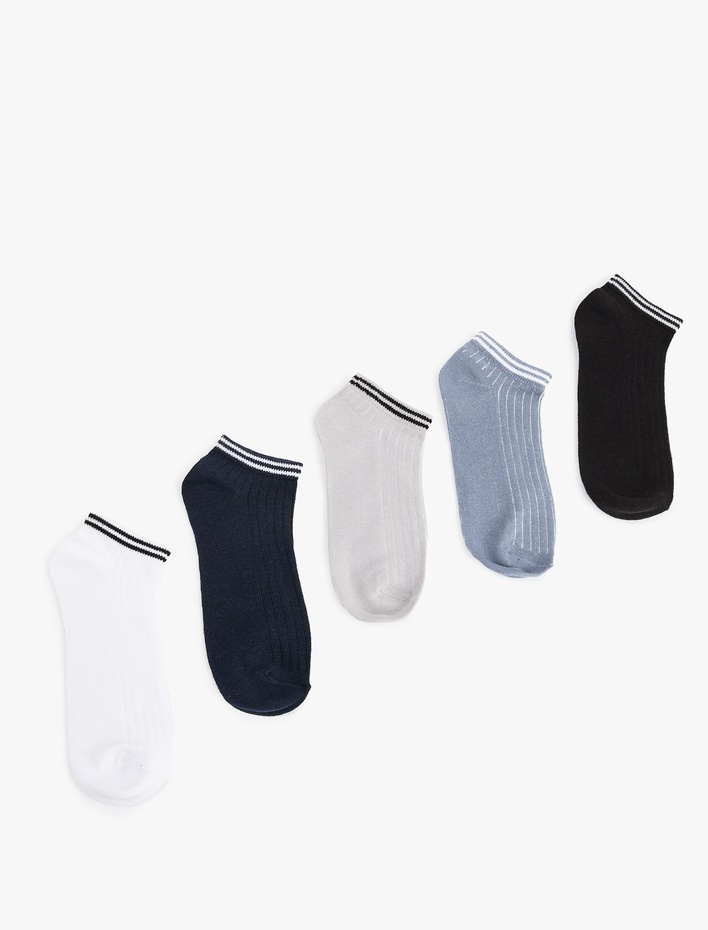 Erkek Çizgili Pamuklu 5'li Patik Çorap Seti