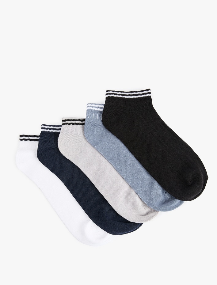 Erkek Çizgili Pamuklu 5'li Patik Çorap Seti