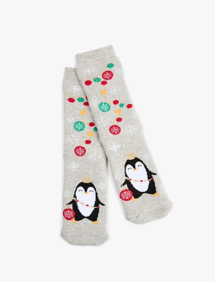 Kadın Yılbaşı Temalı Soket Havlu Çorap